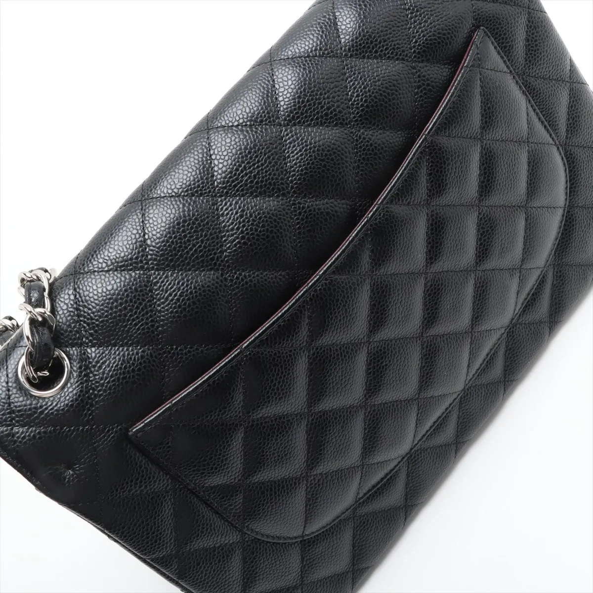 [Individually wrapped] Chanel Deca Matelasse 30 Large Caviar Skin Double Flap Double Chain Bag Black Silver Hardware 25375417 25th Series A58600 — view 14
