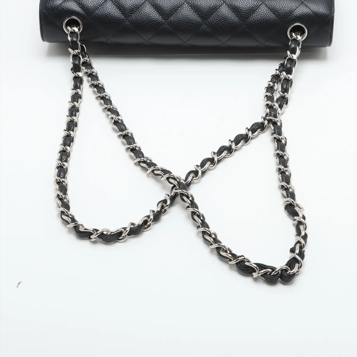 [Individually wrapped] Chanel Deca Matelasse 30 Large Caviar Skin Double Flap Double Chain Bag Black Silver Hardware 25375417 25th Series A58600 — view 5