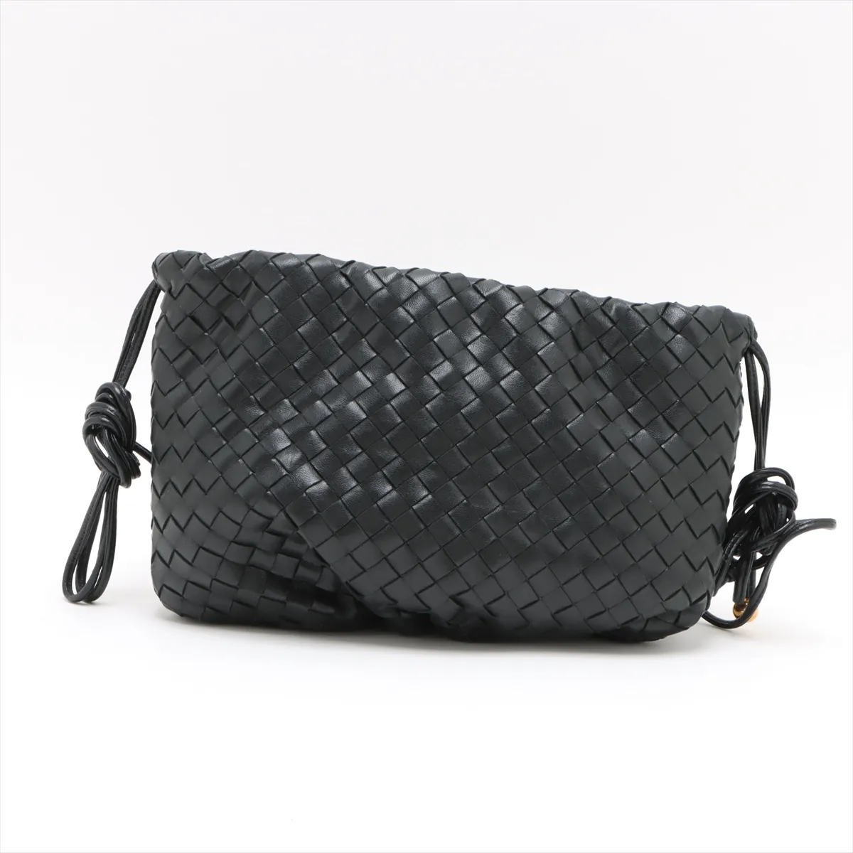 Intrecciato Mini The Valve Leather Shoulder Bag Black — view 2