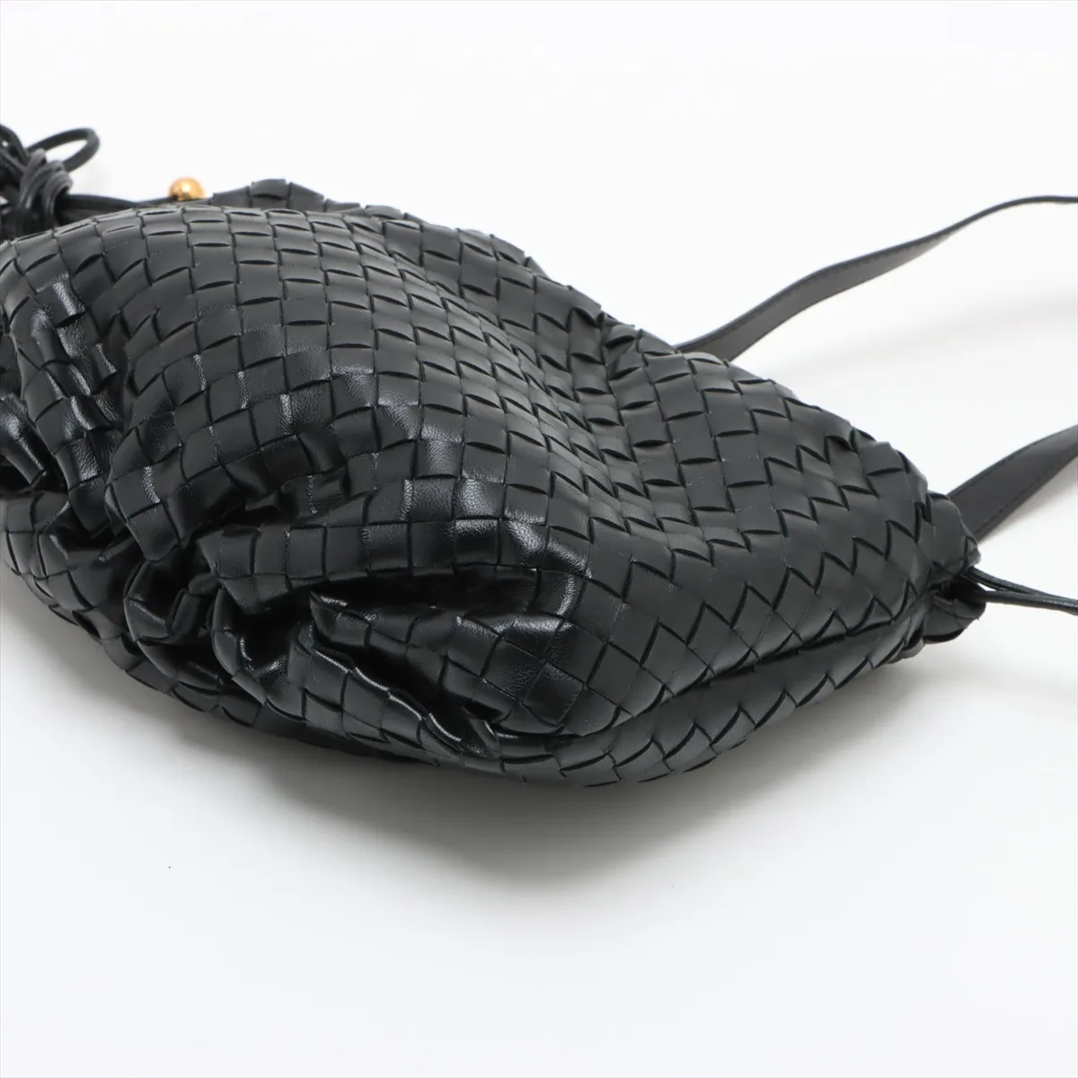Intrecciato Mini The Valve Leather Shoulder Bag Black — view 3