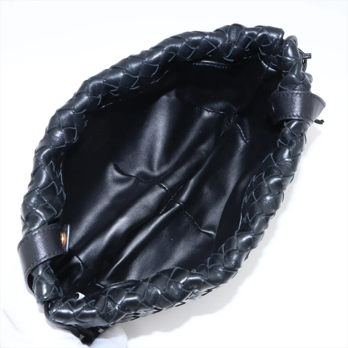 Intrecciato Mini The Valve Leather Shoulder Bag Black — view 6