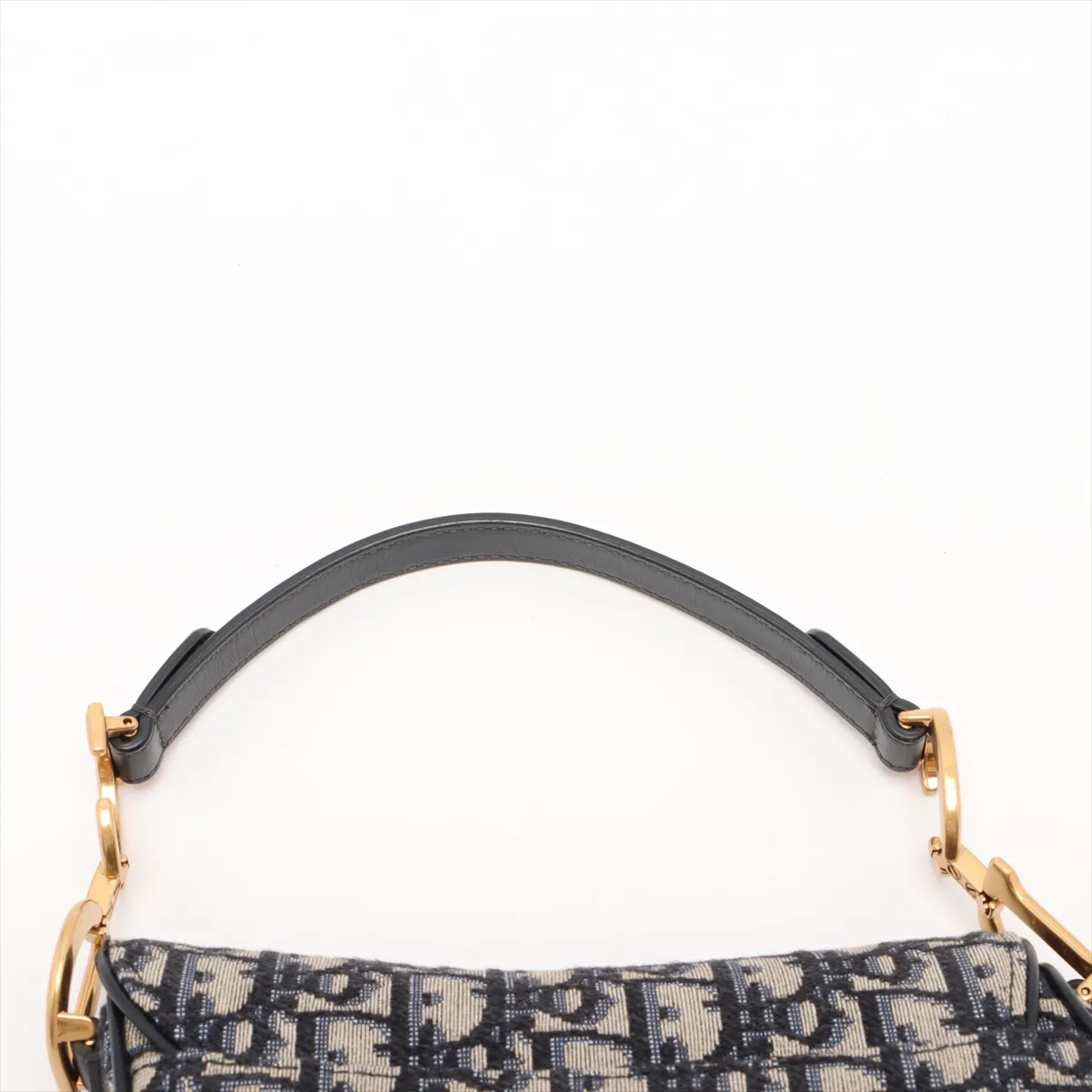 Oblique Saddle Bag Canvas x Leather Handbag Navy — view 6