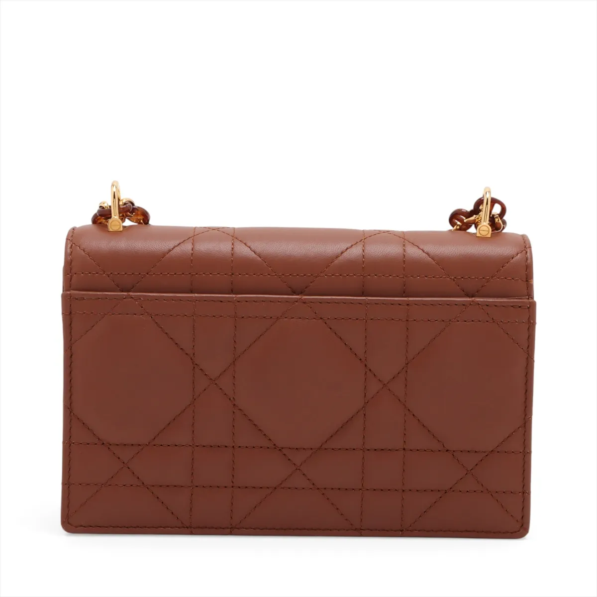 Cannage Leather Chain Shoulder Bag, Brown — view 2
