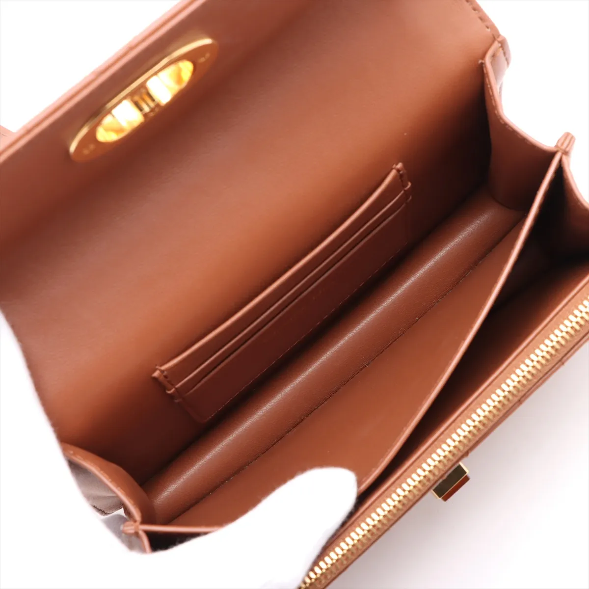 Cannage Leather Chain Shoulder Bag, Brown — view 7
