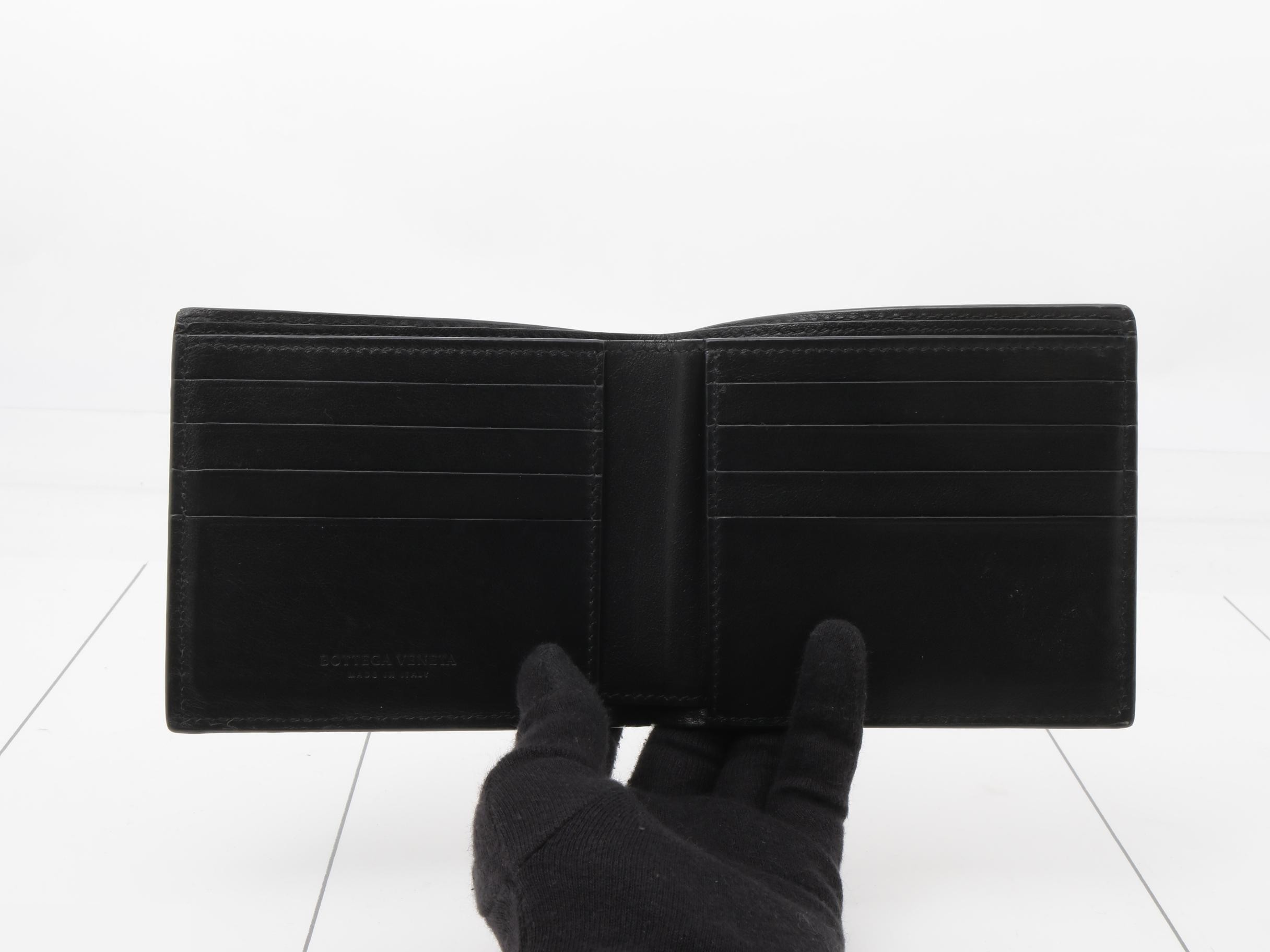 Intrecciato Bi-fold Wallet, 605721, Black Leather, with Dust Bag — view 4