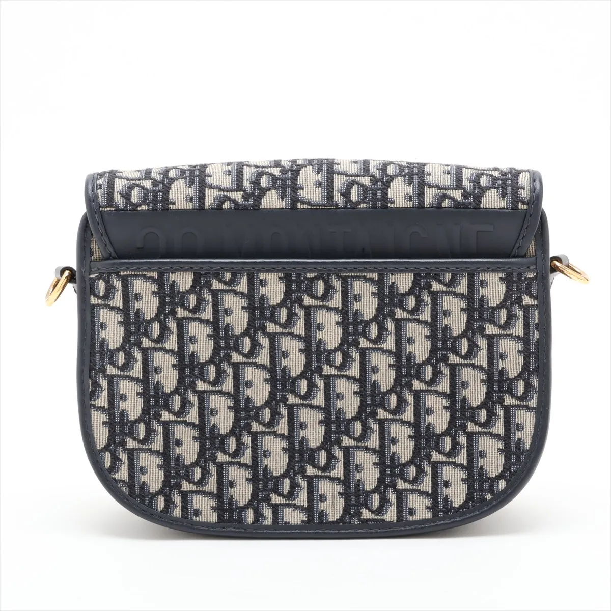 Oblique Bobby Canvas x Leather Shoulder Bag, Navy — view 2