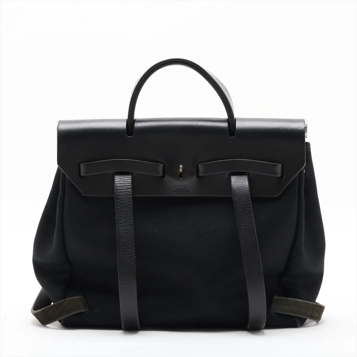 Herbag Ad PM Toile Officier x Vache Hunter Black Silver Hardware C: 1999 Missing stopper — view 2