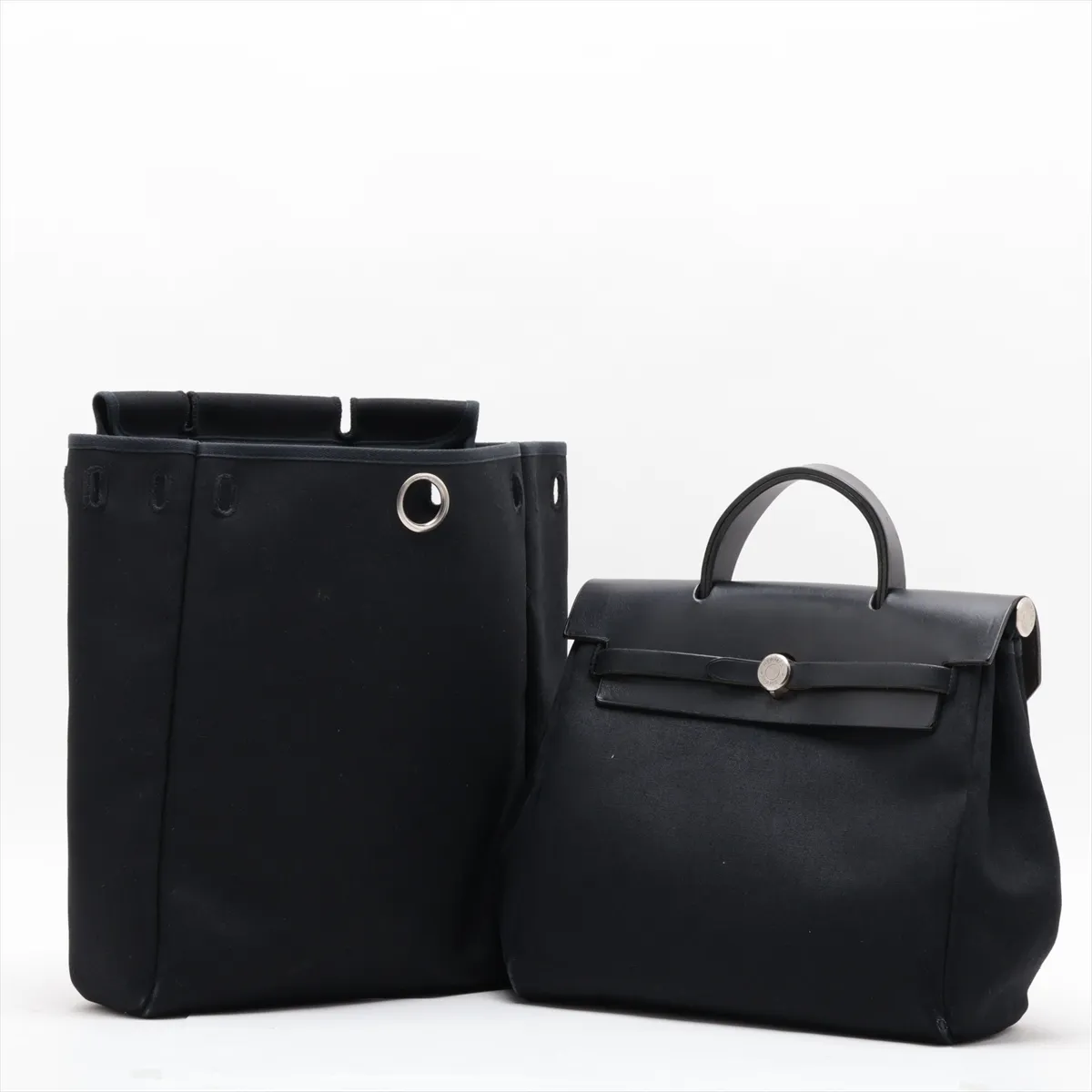 Herbag Ad PM Toile Officier x Vache Hunter Black Silver Hardware C: 1999 Missing stopper — view 10