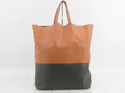 Tote Cabas Vertical Two-Tone Leather
