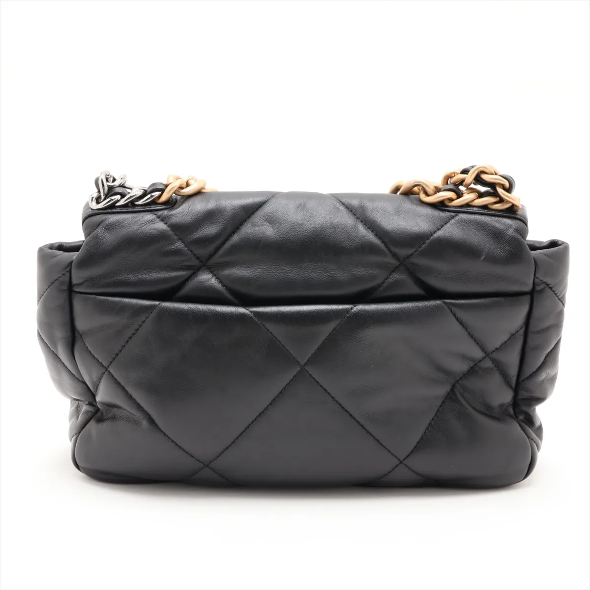 19 Lambskin Chain Shoulder Bag Black Gold x Silver Hardware L8P2A207 Random Plate — view 2