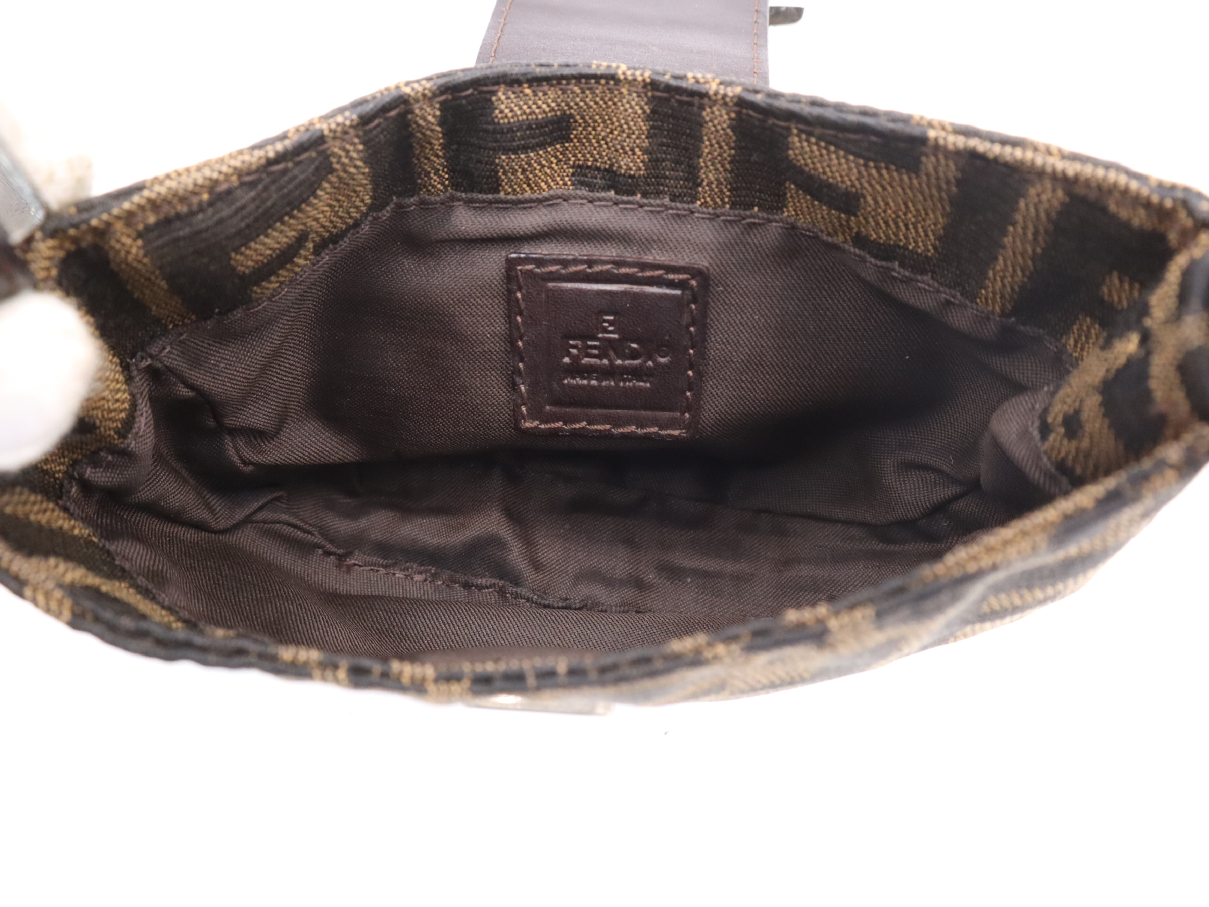 Canvas Zucca Mini Mamma Bucket Pouch Brown Silver Hardware Pouch — view 11