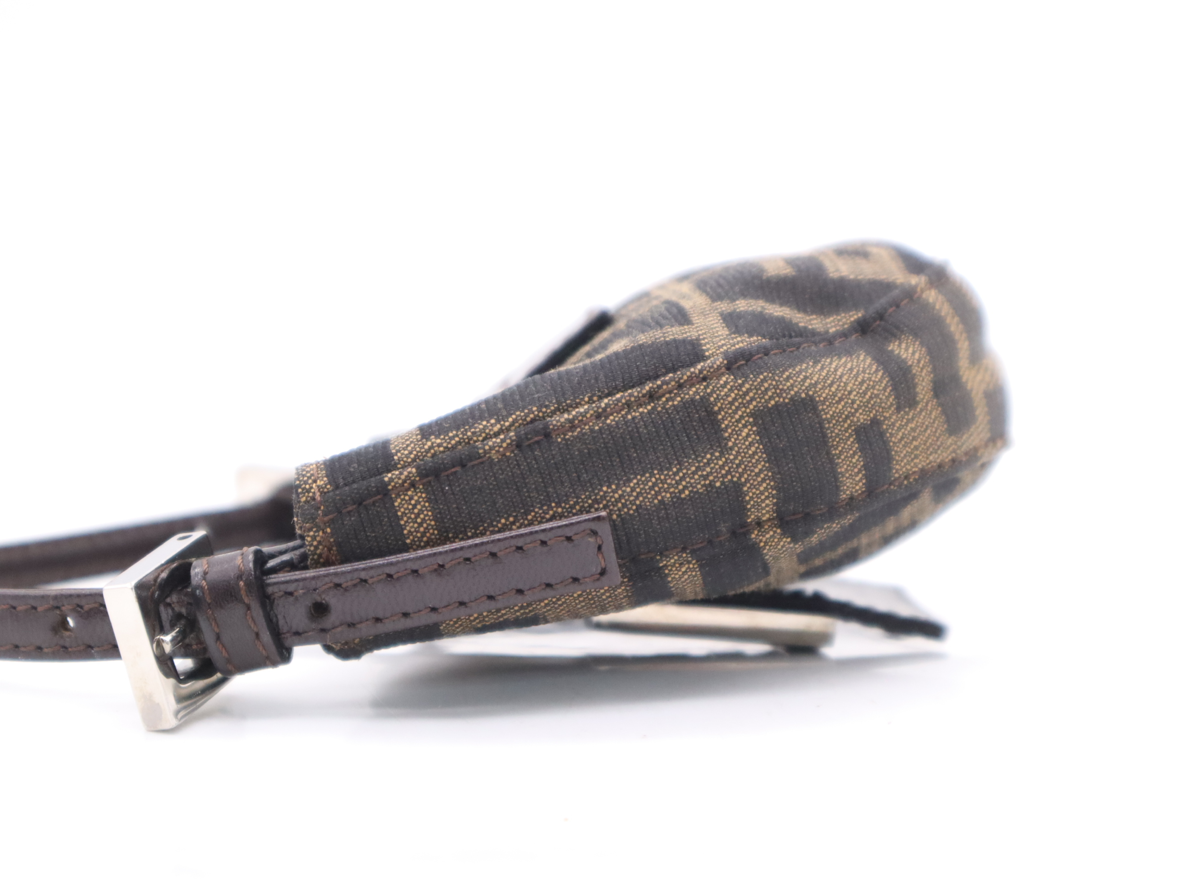 Canvas Zucca Mini Mamma Bucket Pouch Brown Silver Hardware Pouch — view 3