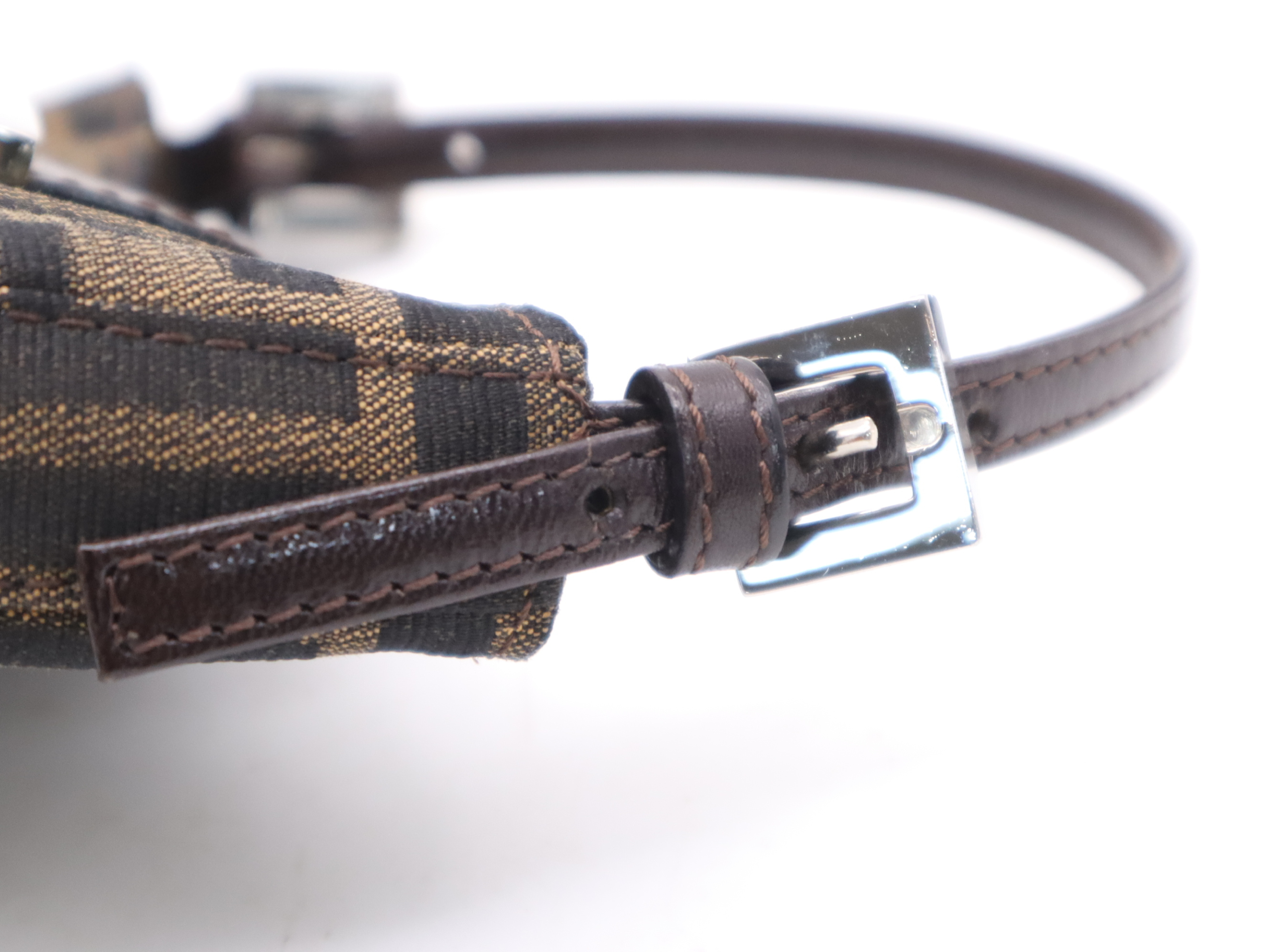 Canvas Zucca Mini Mamma Bucket Pouch Brown Silver Hardware Pouch — view 8