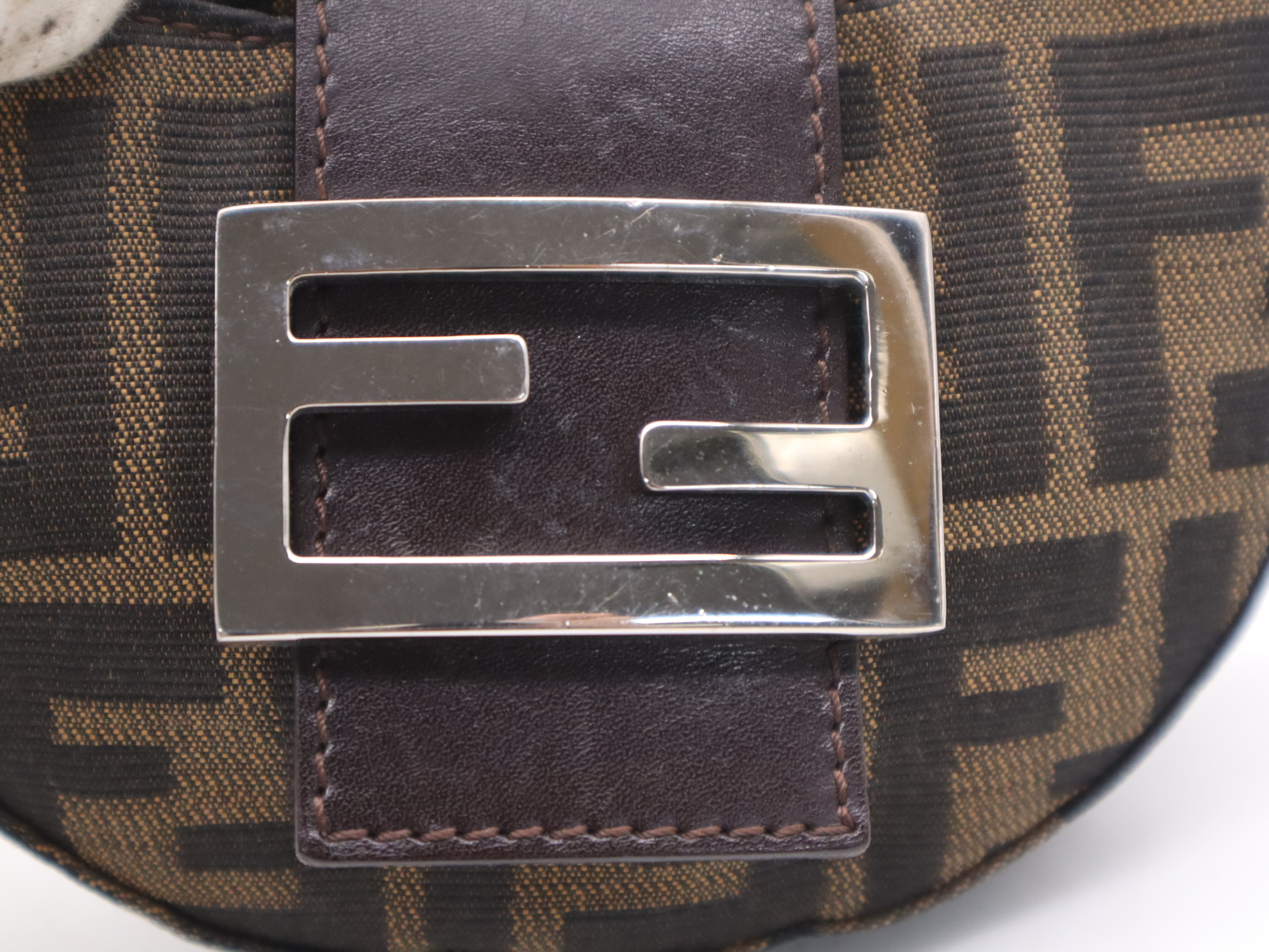 Canvas Zucca Mini Mamma Bucket Pouch Brown Silver Hardware Pouch — view 9