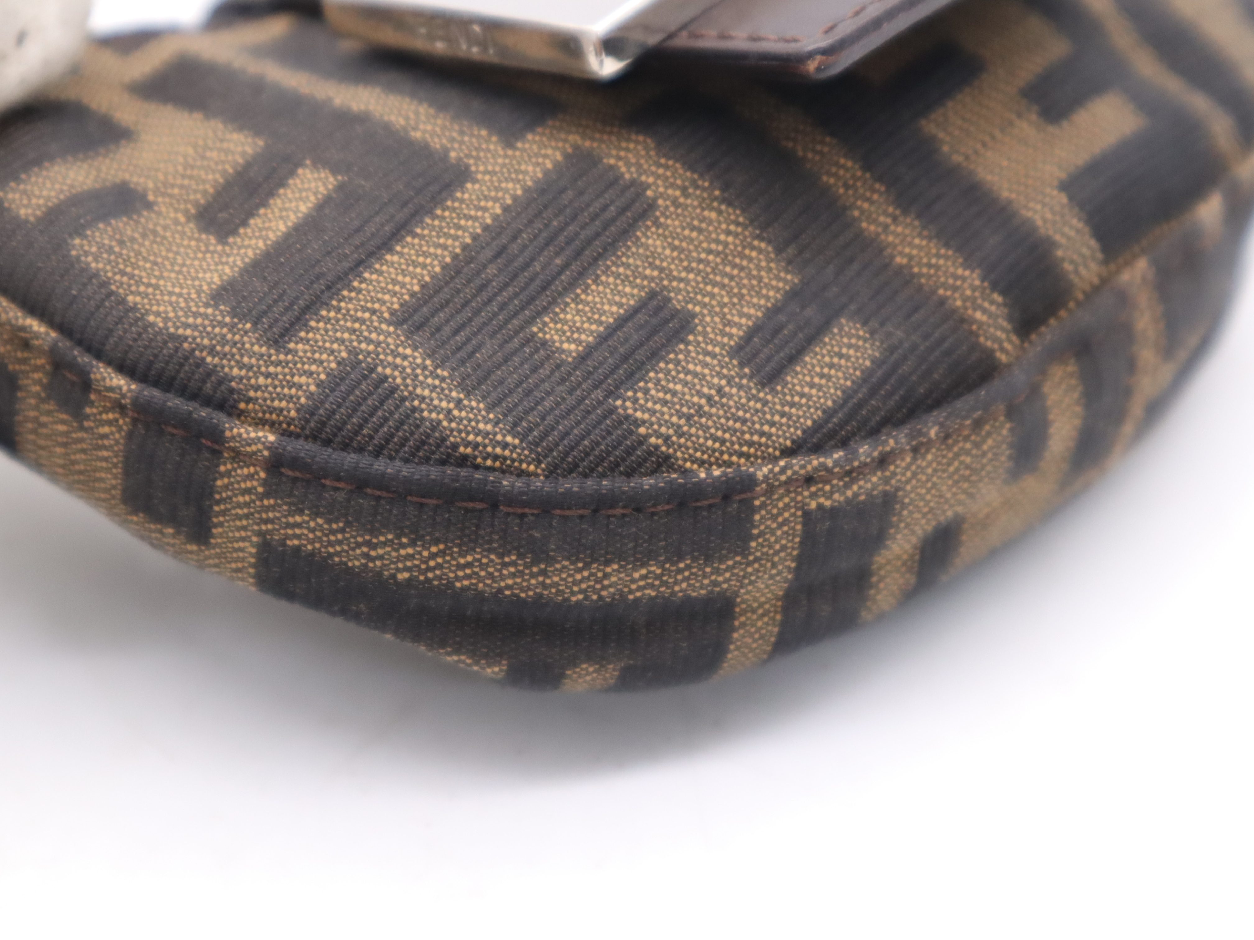 Canvas Zucca Mini Mamma Bucket Pouch Brown Silver Hardware Pouch — view 10