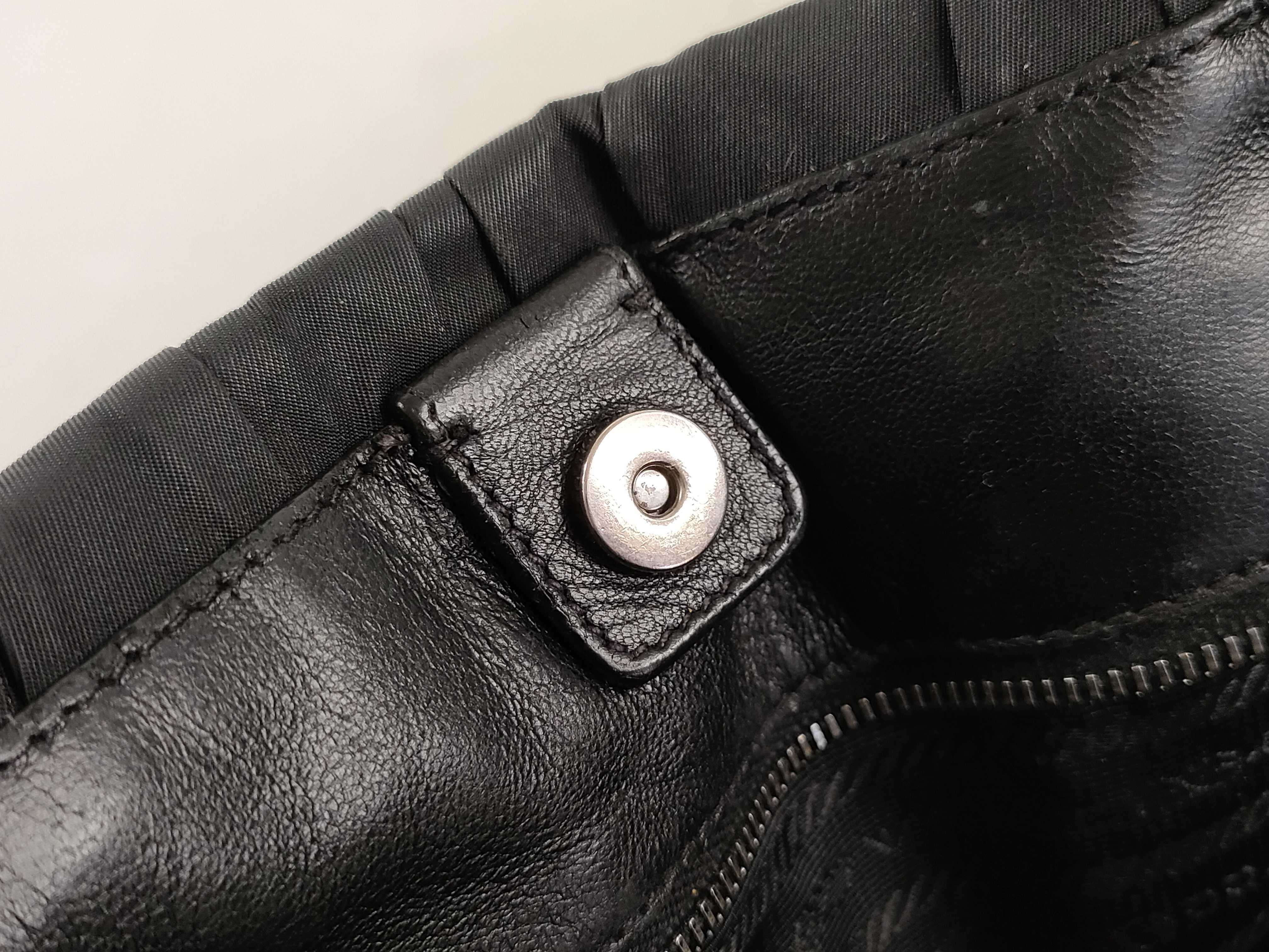 Nylon Prada Nylon Leather Gathered Tote Bag Black Serial Card Tote Bag — view 13