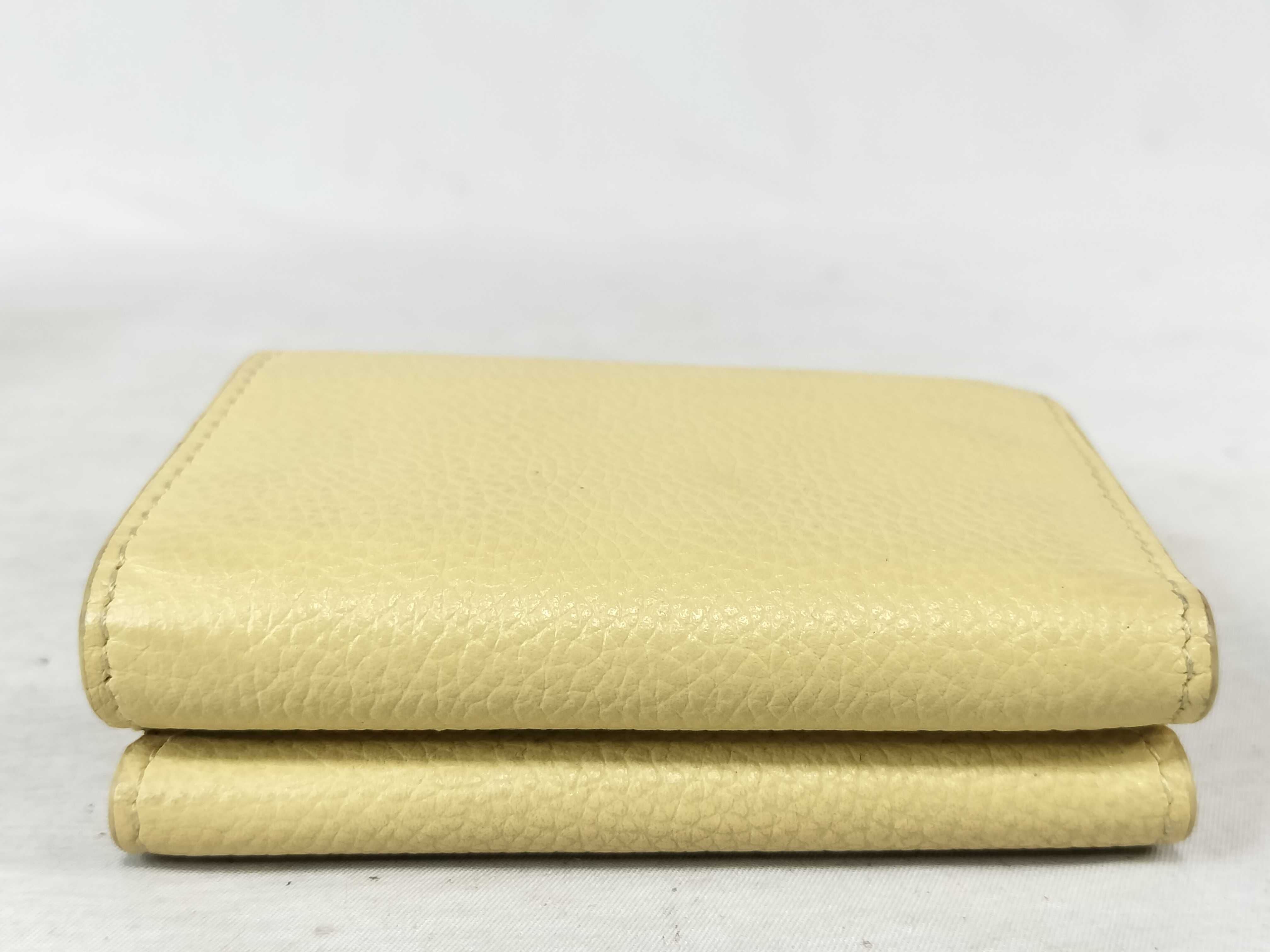 Cash Leather Mini Wallet, Yellow — view 6