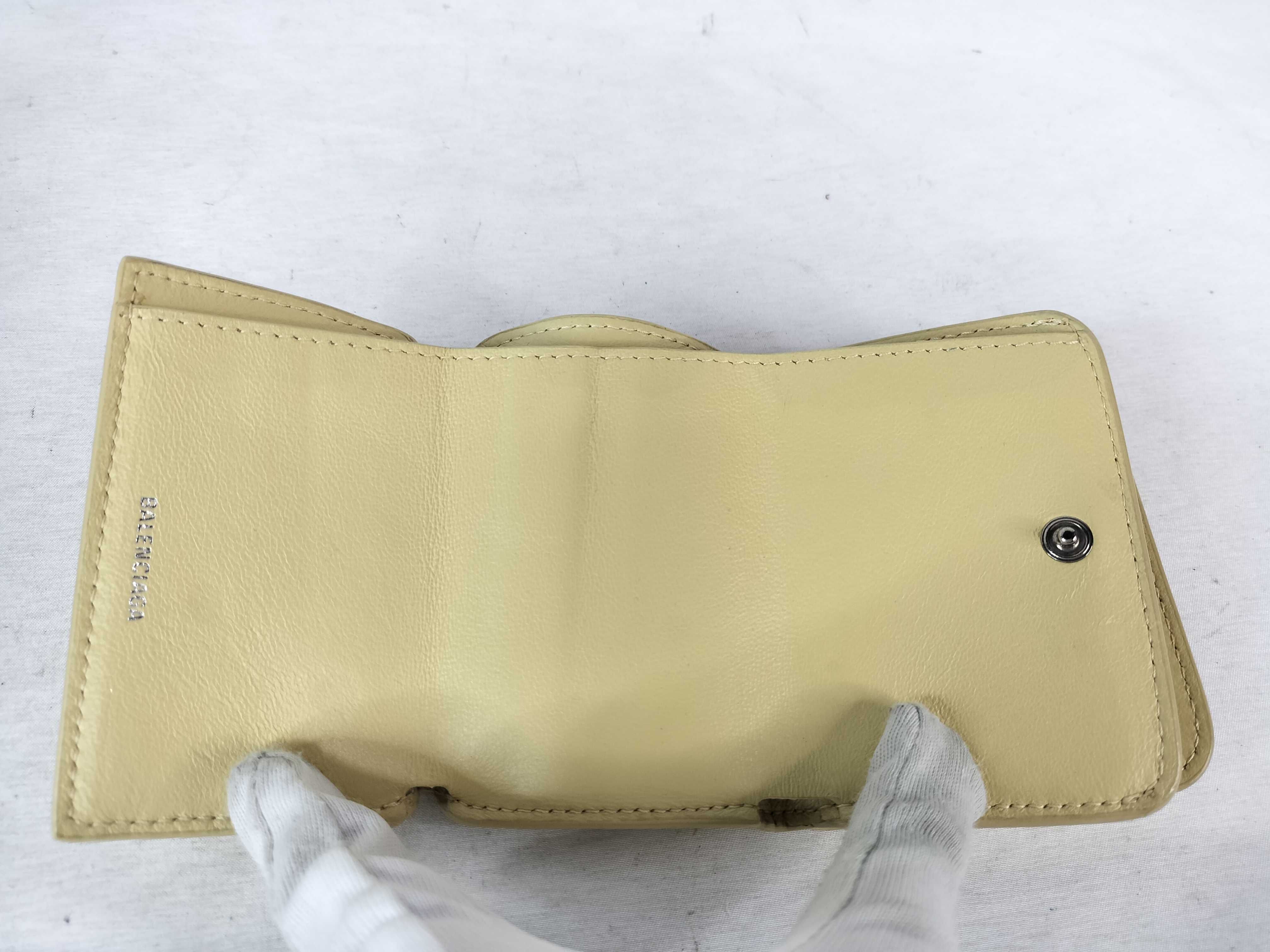 Cash Leather Mini Wallet, Yellow — view 9