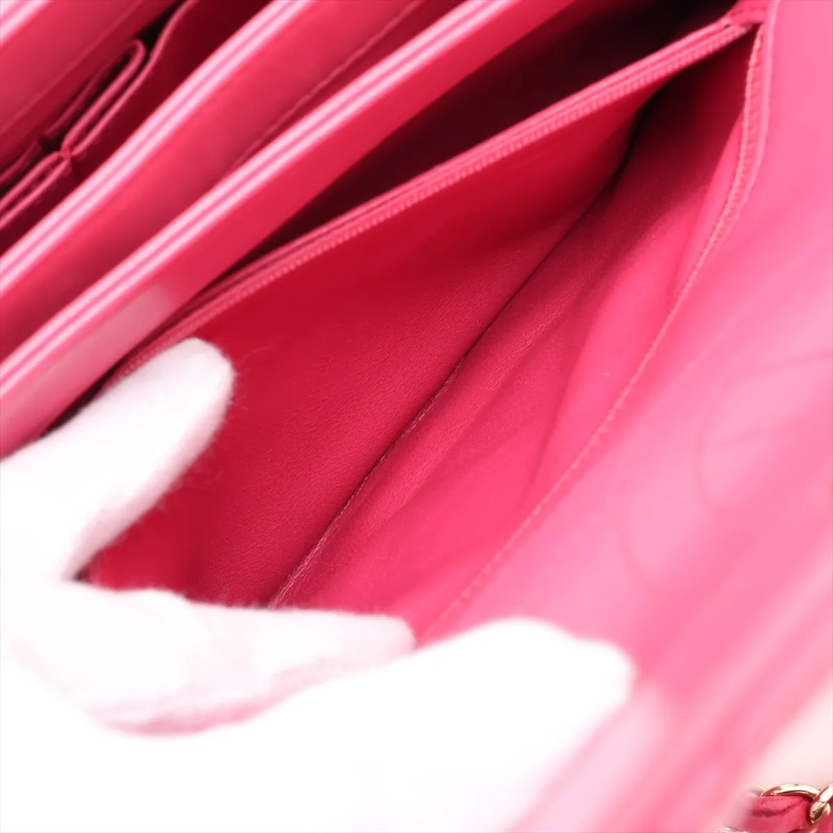 Trendy CC Lambskin 2-Way Handbag, Pink, 26388354, serial number in the 26 range. — view 11