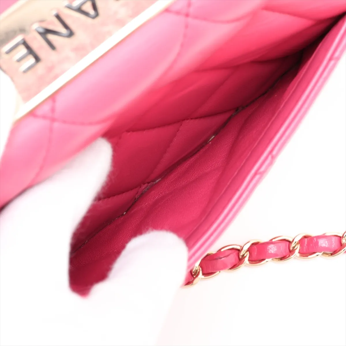 Trendy CC Lambskin 2-Way Handbag, Pink, 26388354, serial number in the 26 range. — view 14