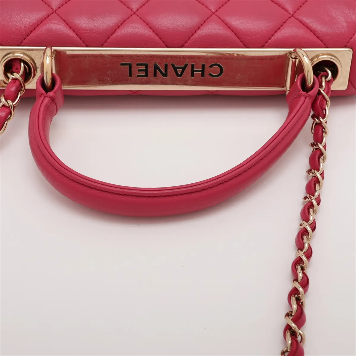 Trendy CC Lambskin 2-Way Handbag, Pink, 26388354, serial number in the 26 range. — view 5
