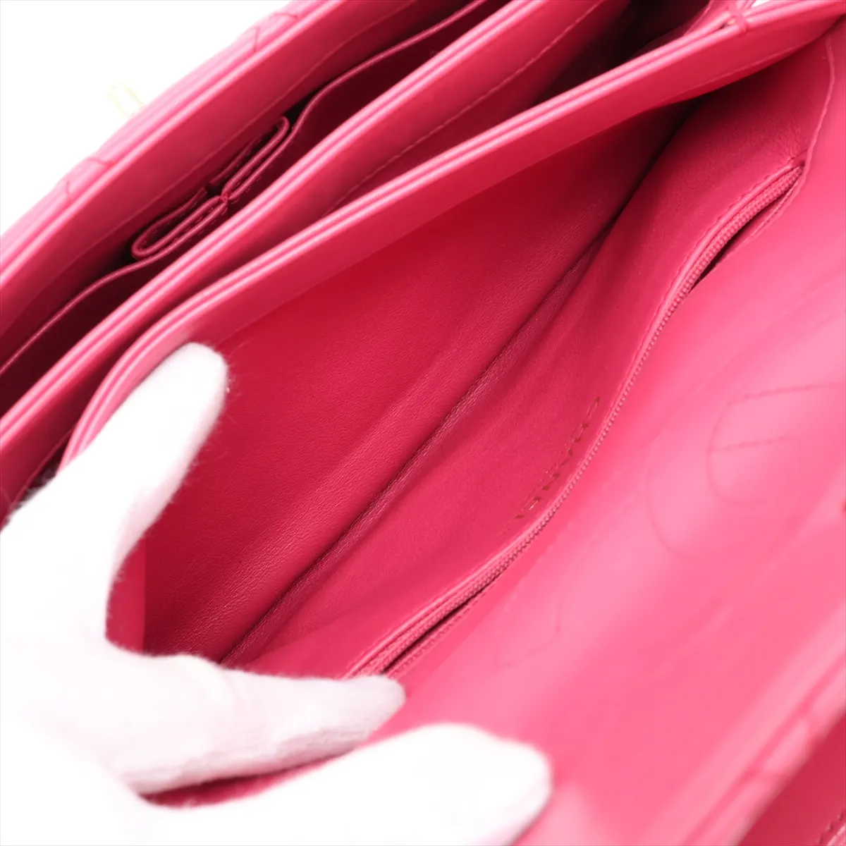 Trendy CC Lambskin 2-Way Handbag, Pink, 26388354, serial number in the 26 range. — view 10