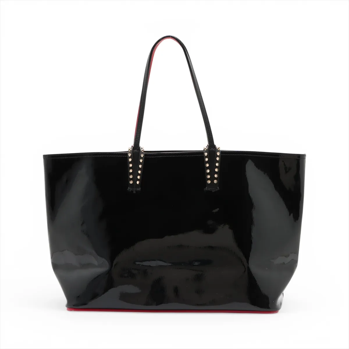 Spike Studs Kabata Patent Leather x Studs Tote Bag Black x Red — view 2