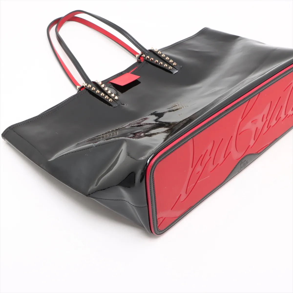 Spike Studs Kabata Patent Leather x Studs Tote Bag Black x Red — view 4