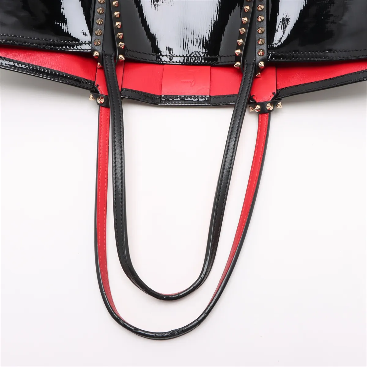 Spike Studs Kabata Patent Leather x Studs Tote Bag Black x Red — view 5