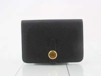 Dogon Compact, black, gold hardware, N stamp.