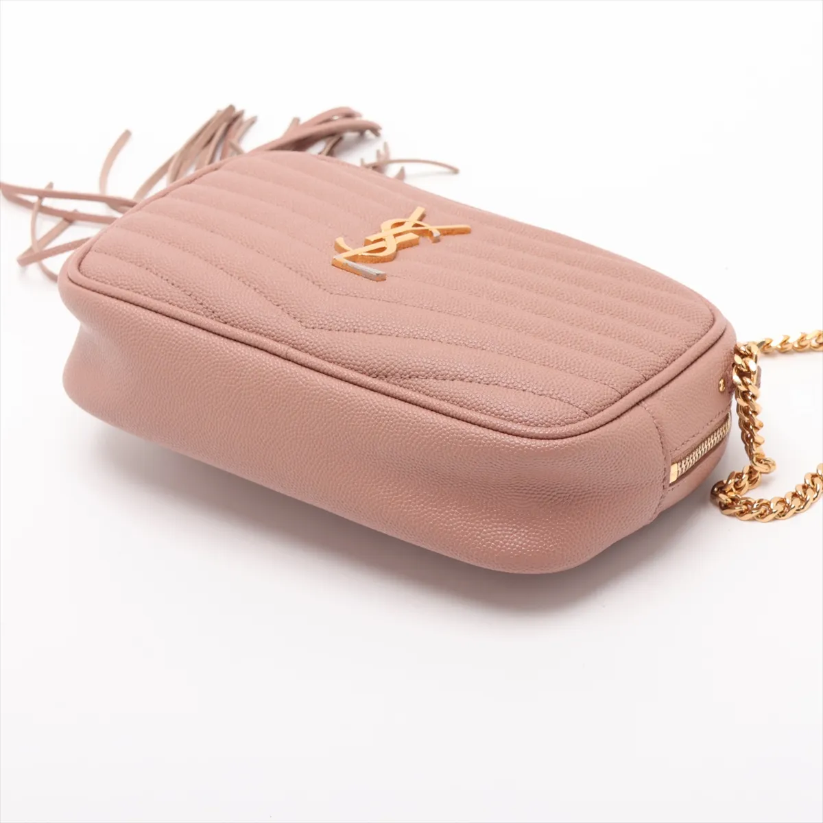 Lou Leather Chain Shoulder Bag, Pink, 612579 — view 3