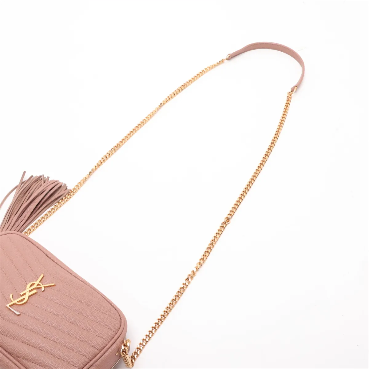 Lou Leather Chain Shoulder Bag, Pink, 612579 — view 5