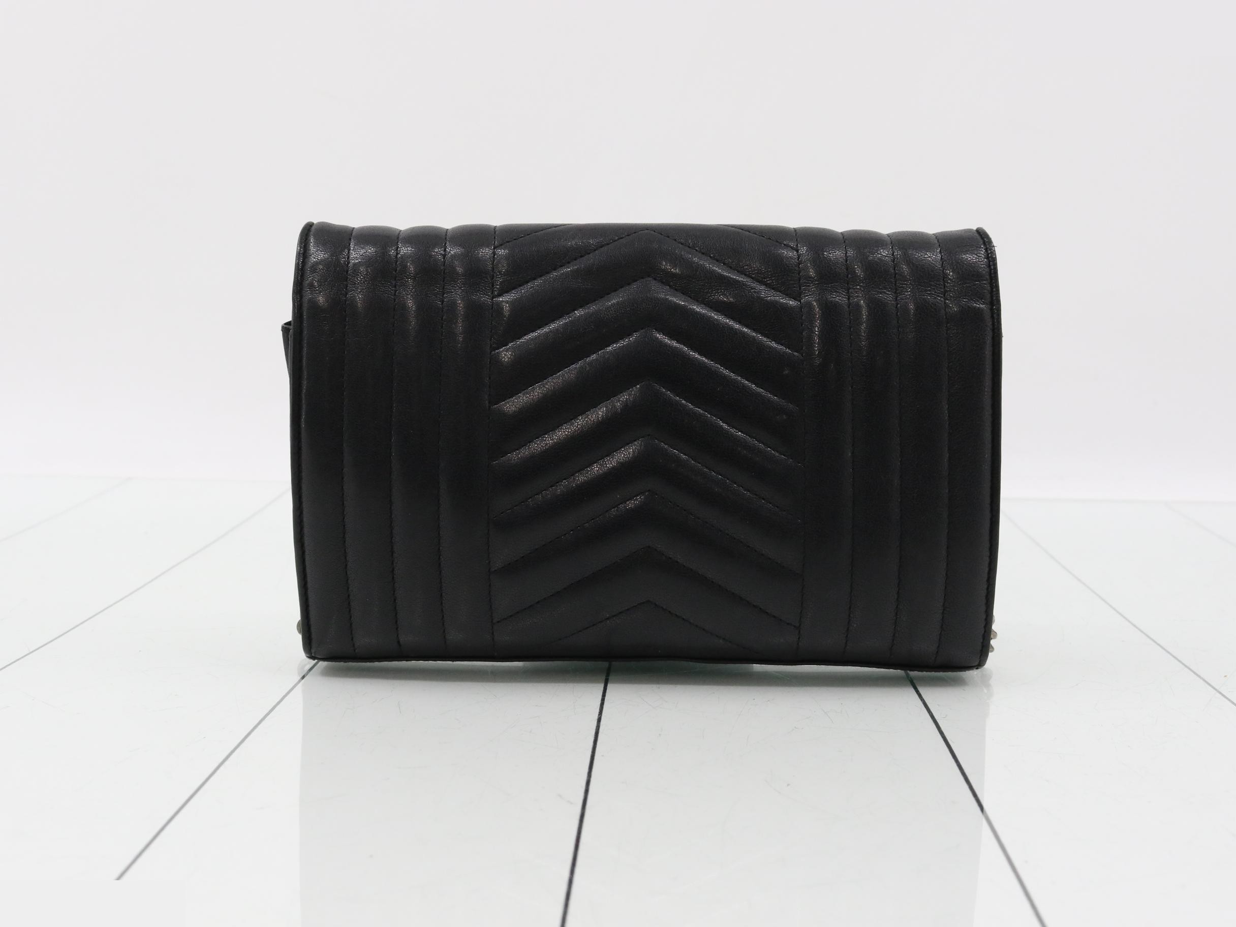 Envelope Rhinestone Chain Wallet, Black — view 2