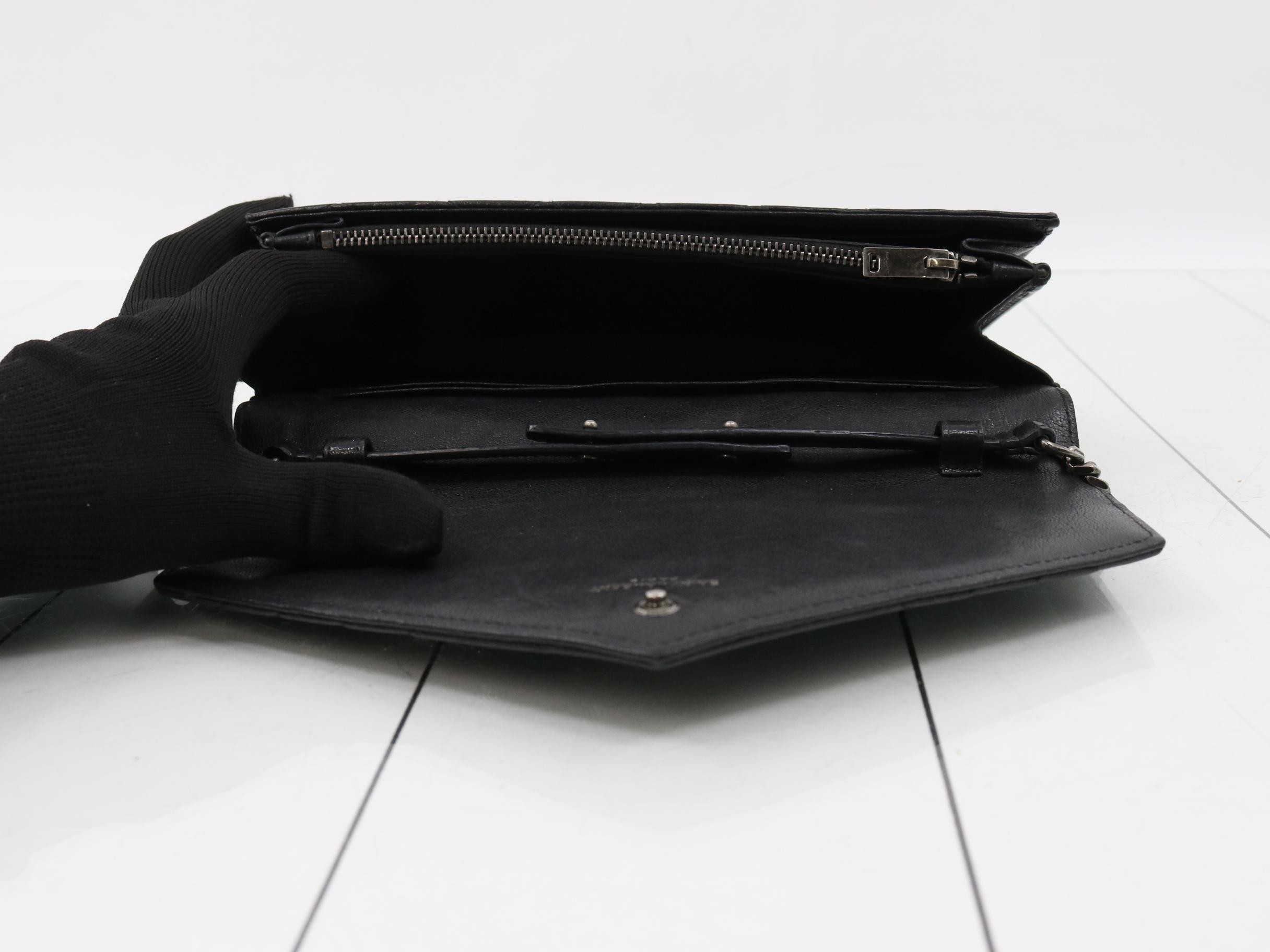 Envelope Rhinestone Chain Wallet, Black — view 4