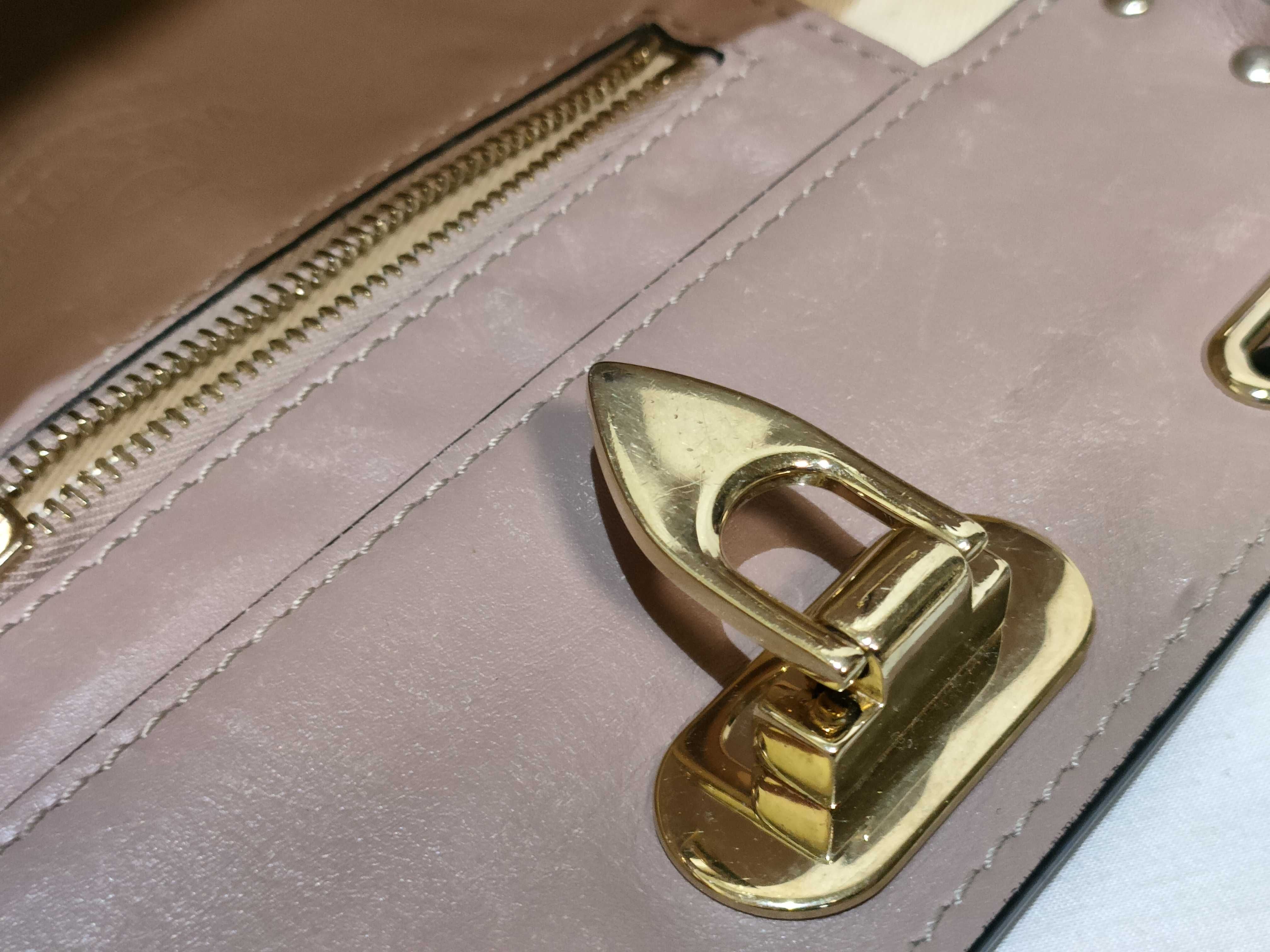 2-way bag with long strap, leather, pink handbag — view 13