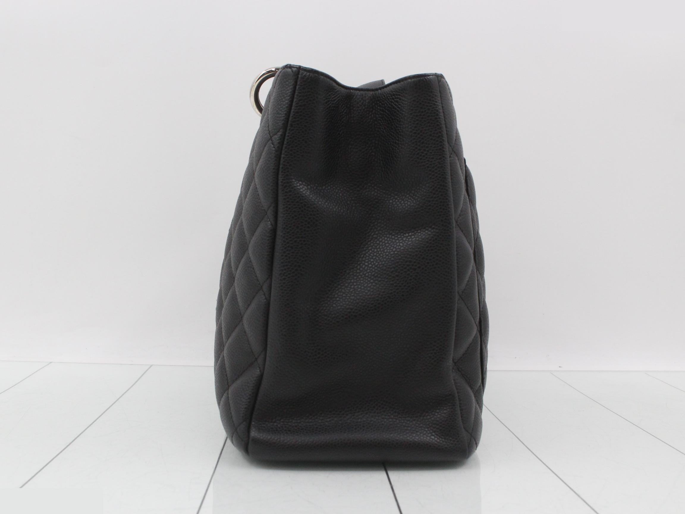 GST Matelassé Caviar Skin Handbag, Black — view 3