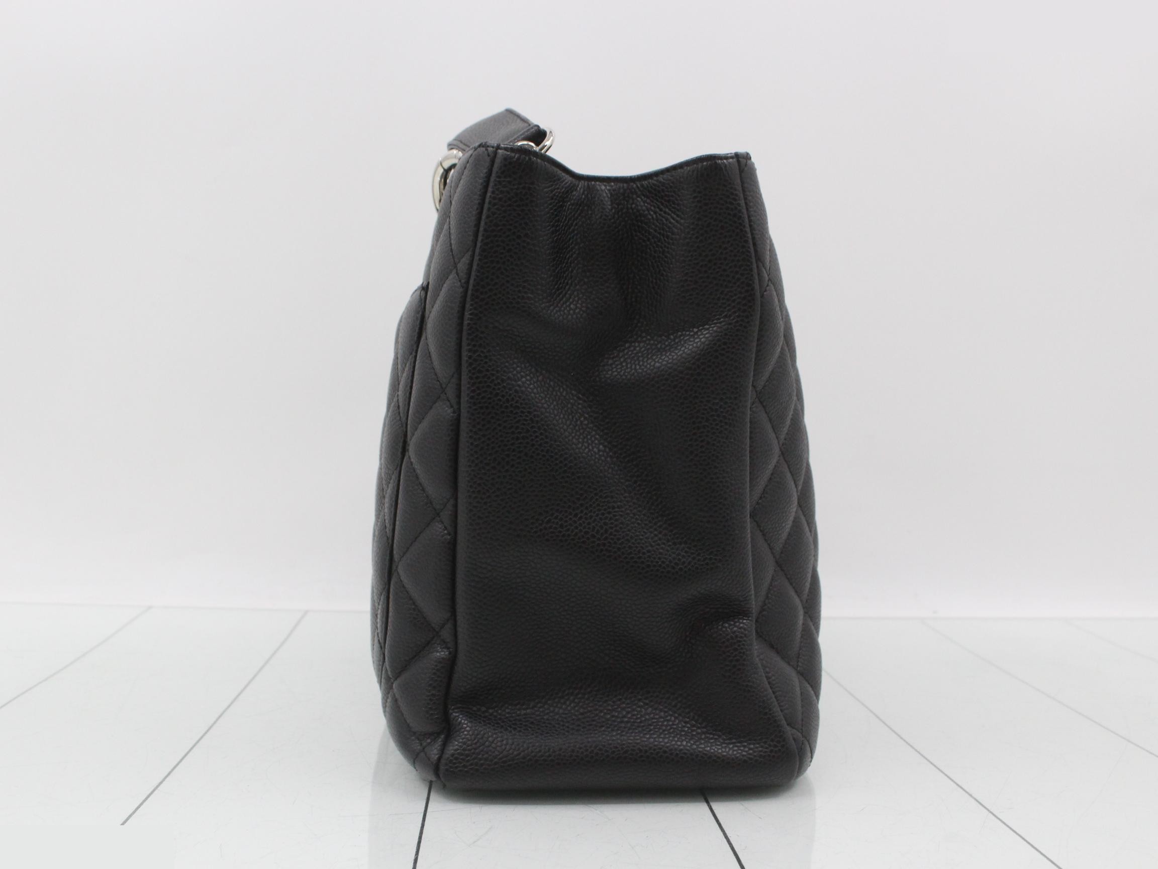 GST Matelassé Caviar Skin Handbag, Black — view 4