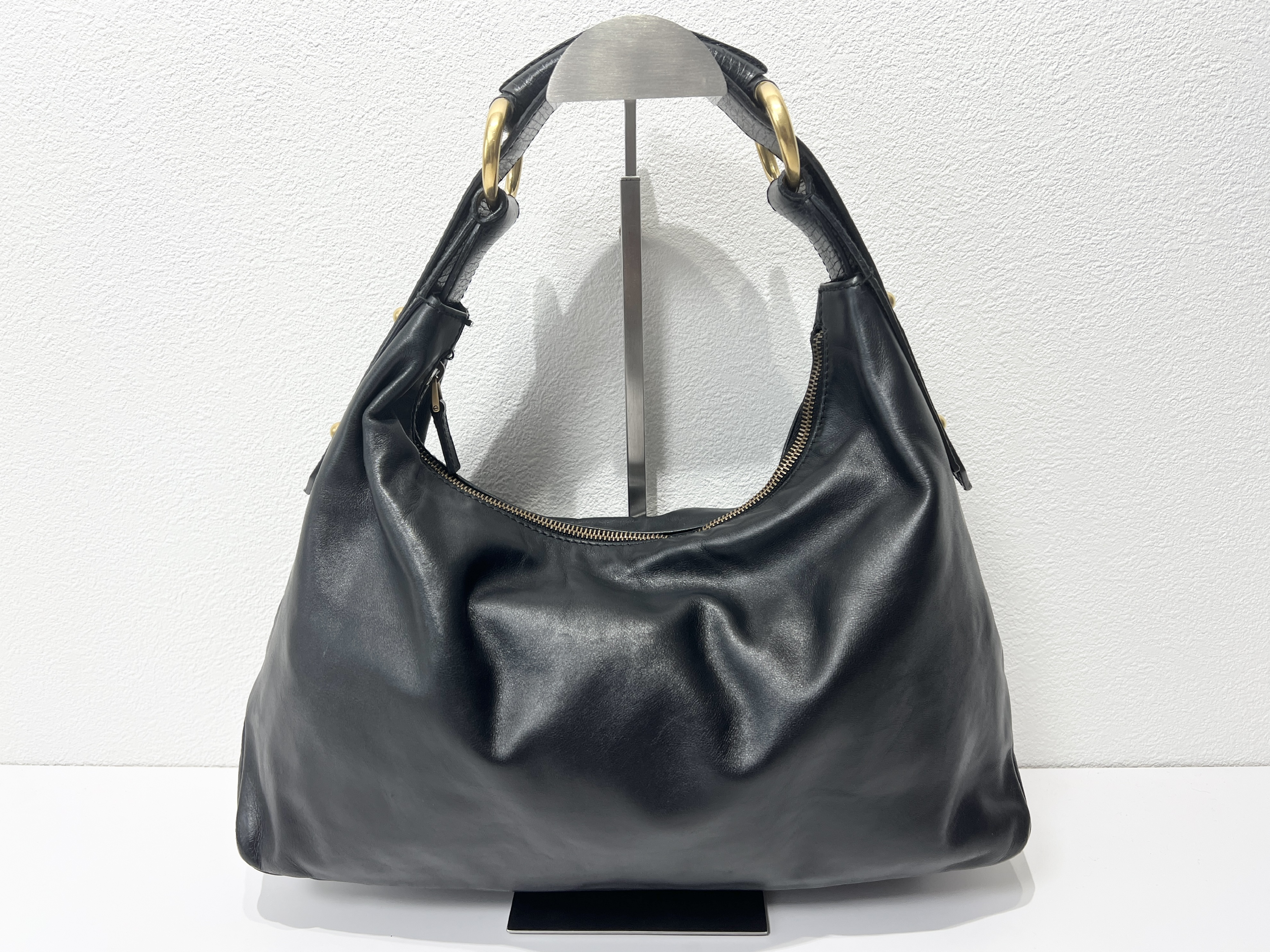 Horsebit Hobo Leather Shoulder Bag, One-Shoulder Bag