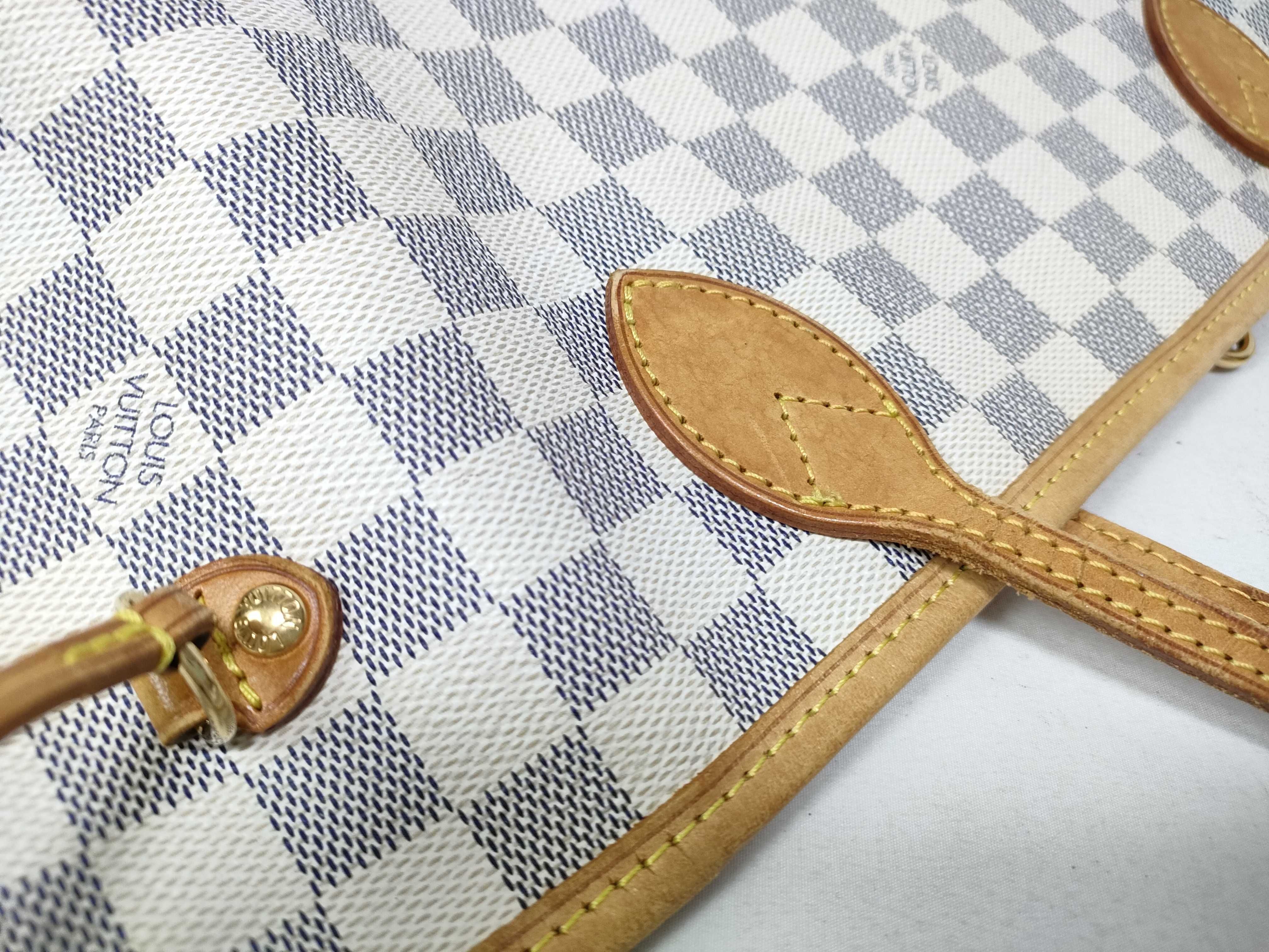 Damier Azur Neverfull MM Tote Shoulder Tote Bag — view 9