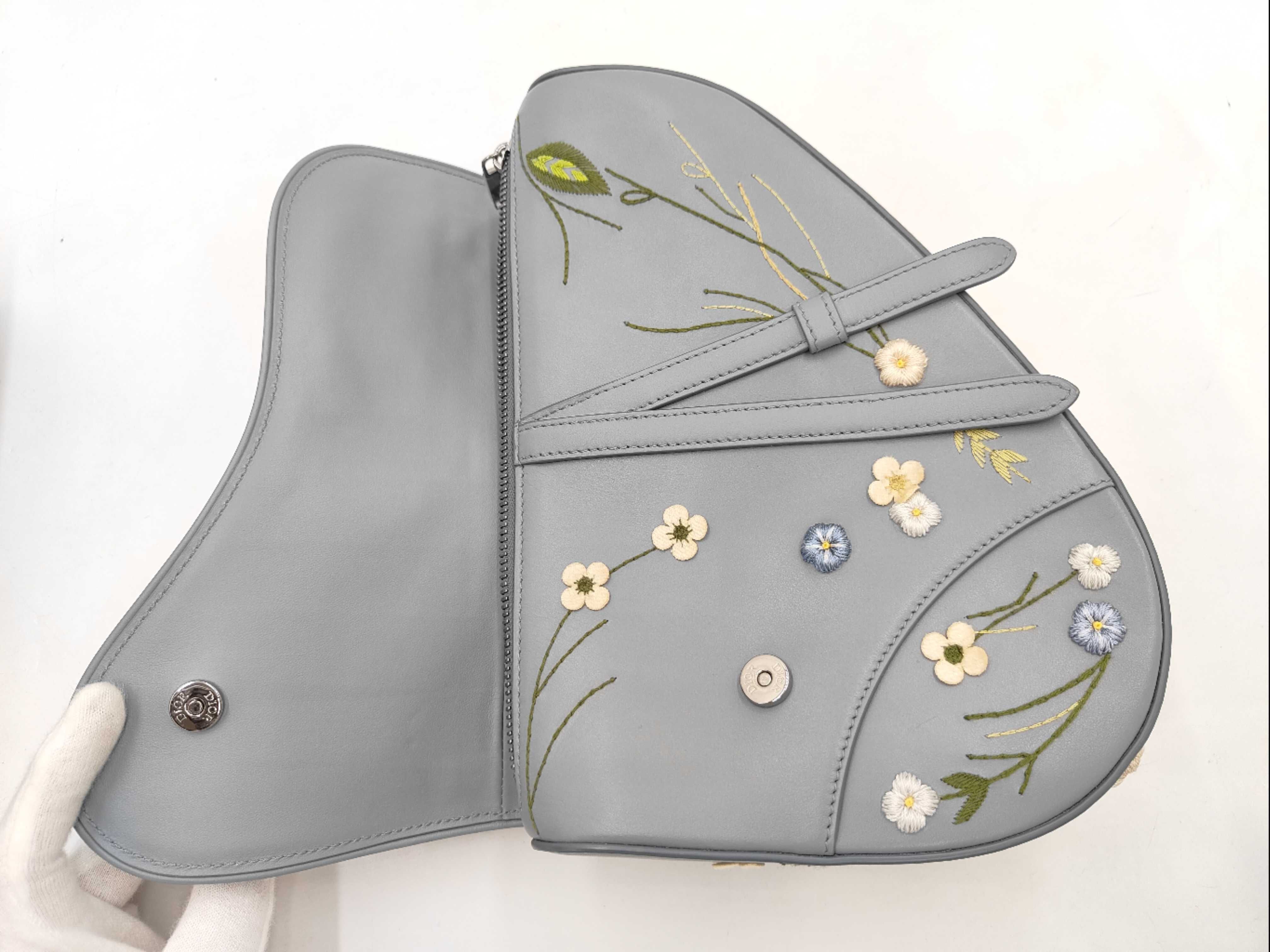 Saddle Bag Flower Calf Blue SS Shoulder Bag — view 11