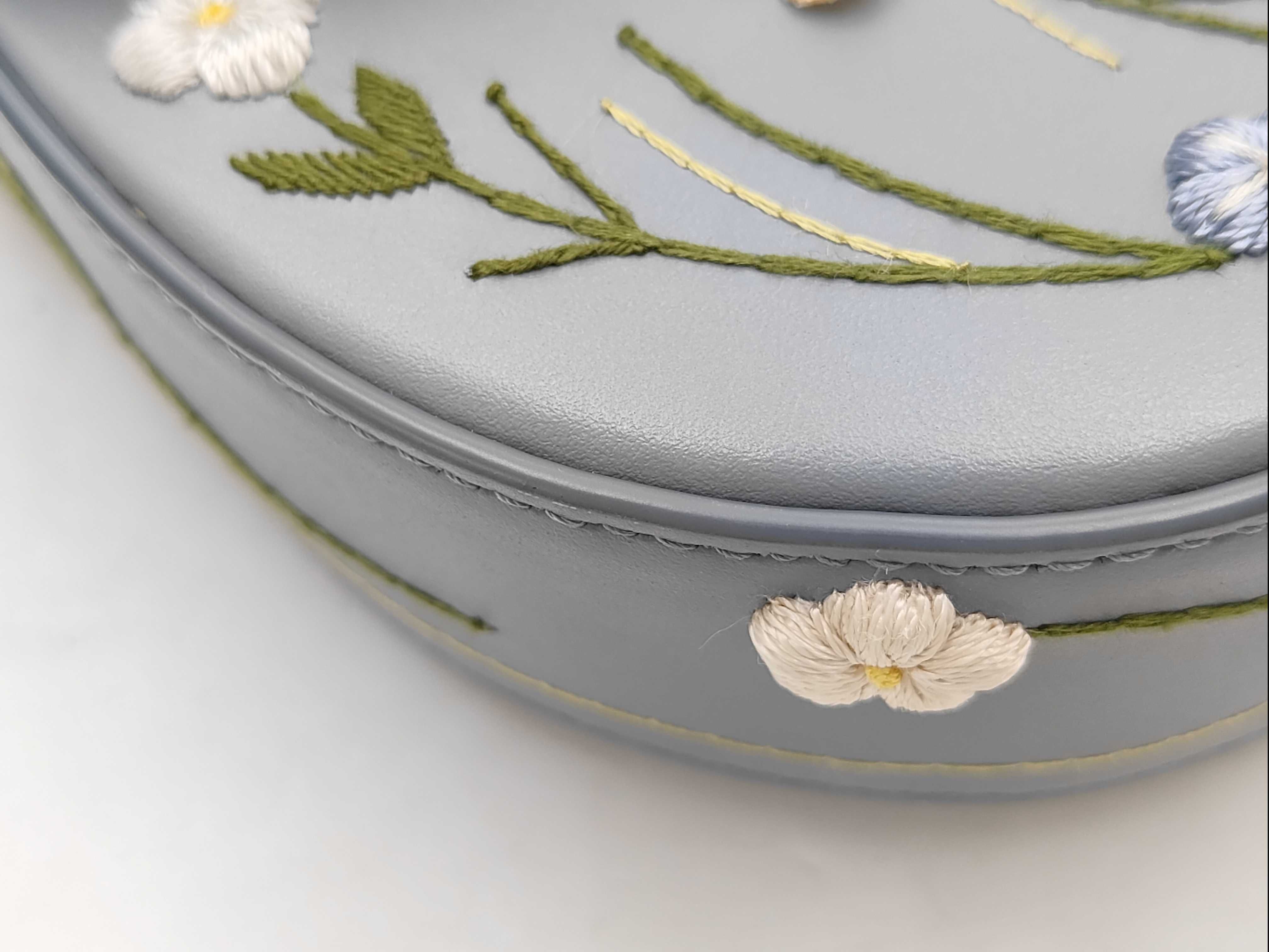 Saddle Bag Flower Calf Blue SS Shoulder Bag — view 6