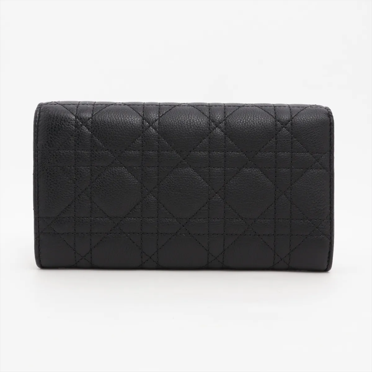 Cannage Caro Leather Long Wallet, Black — view 2