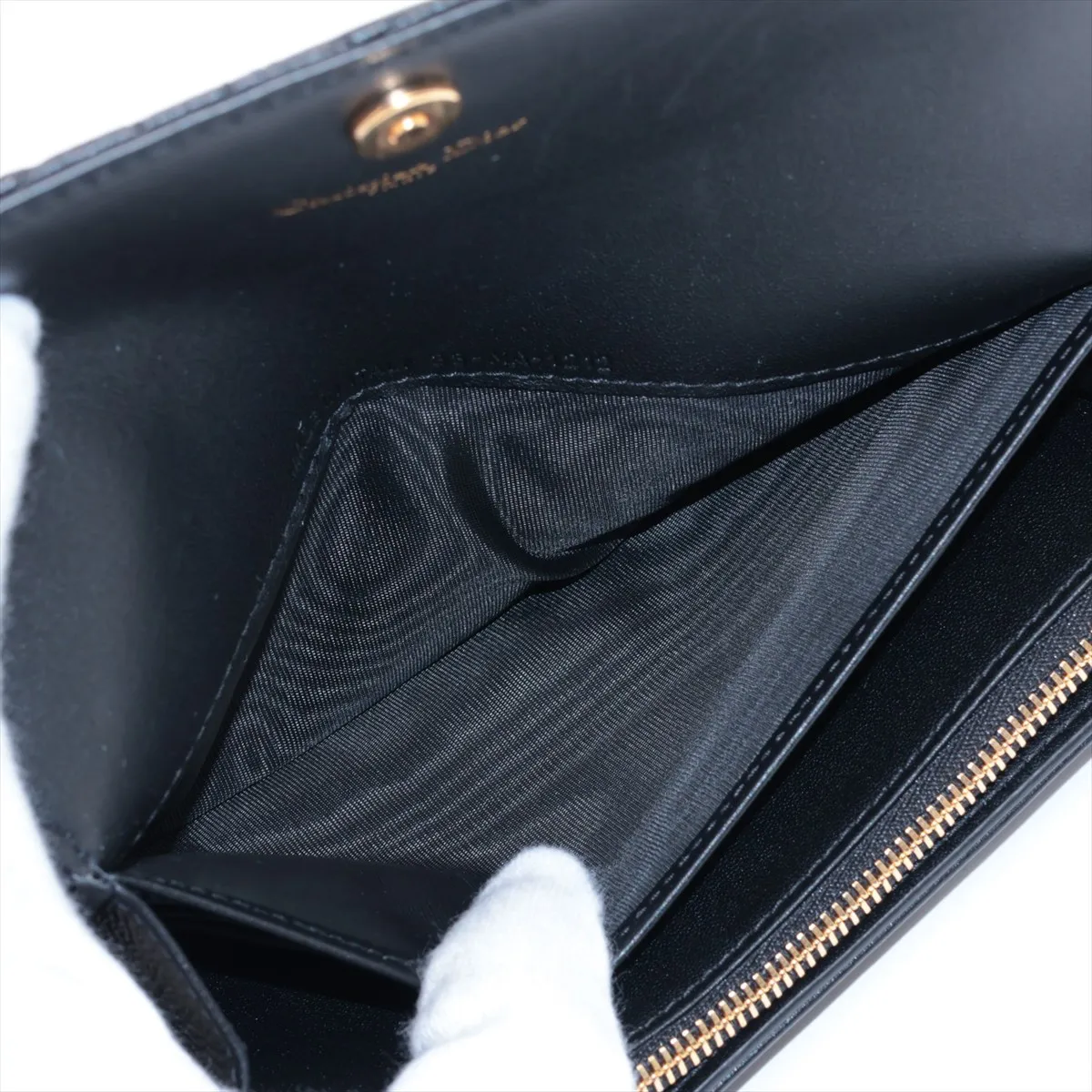 Cannage Caro Leather Long Wallet, Black — view 4