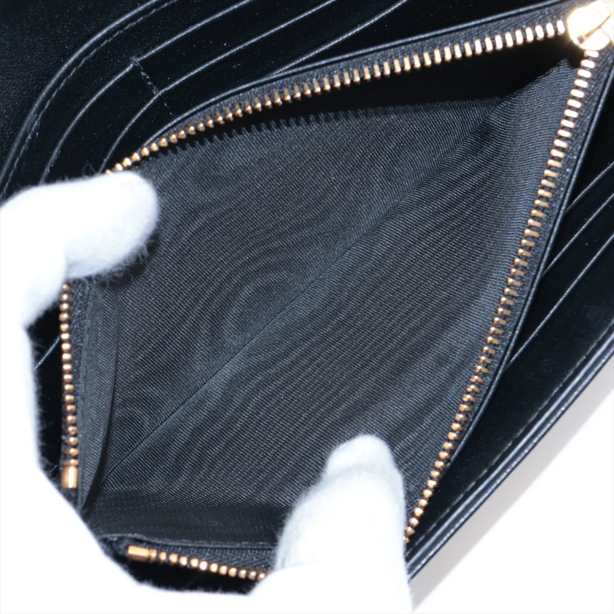 Cannage Caro Leather Long Wallet, Black — view 7