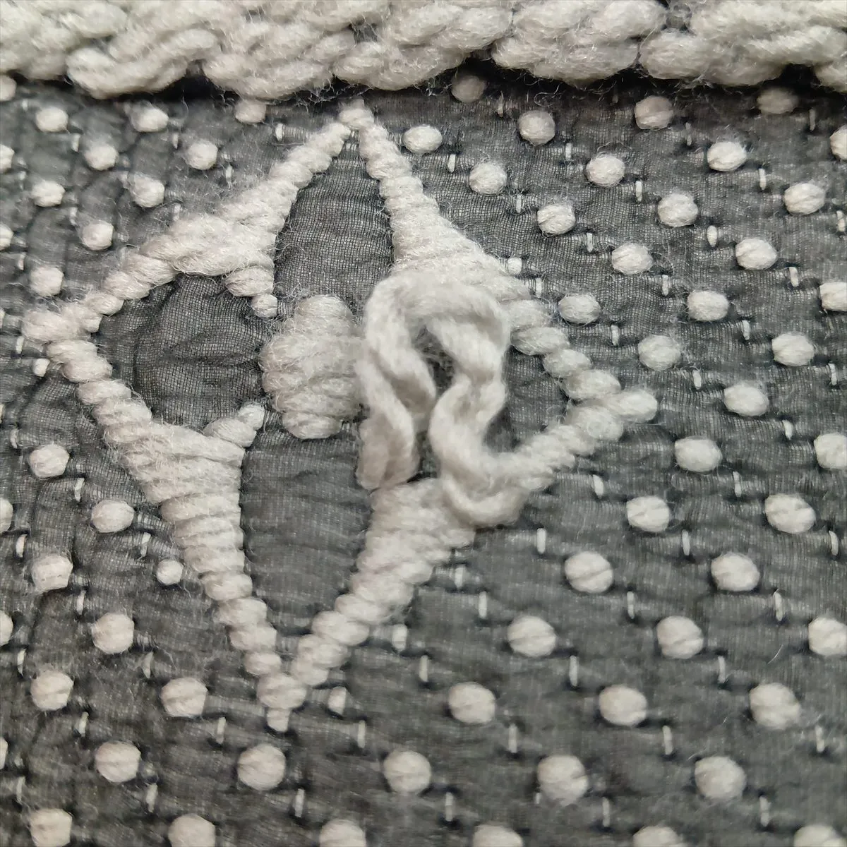 413287 Echarpe Logomania Scarf, Wool x Silk, Gray. Shows signs of wear, — view 5