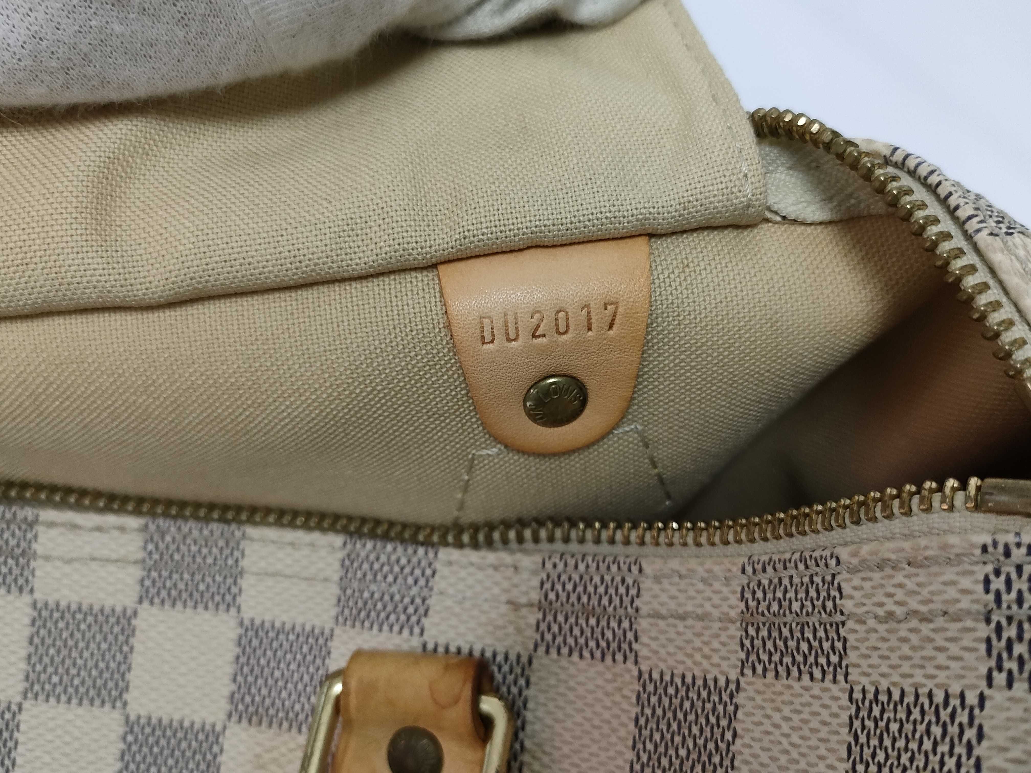 Damier Azur Speedy 30 N41533 DU2017 White Handbag — view 12