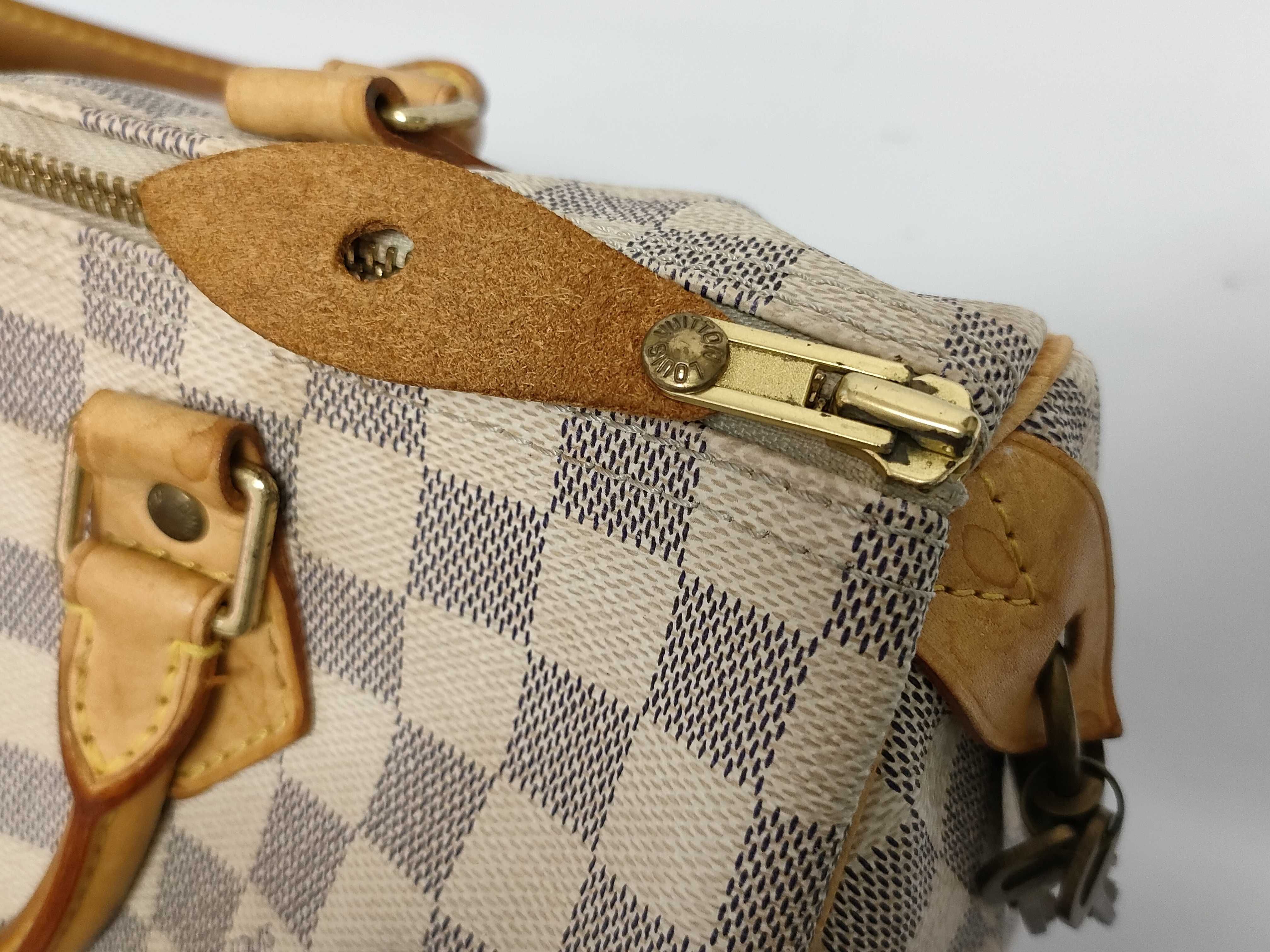Damier Azur Speedy 30 N41533 DU2017 White Handbag — view 7