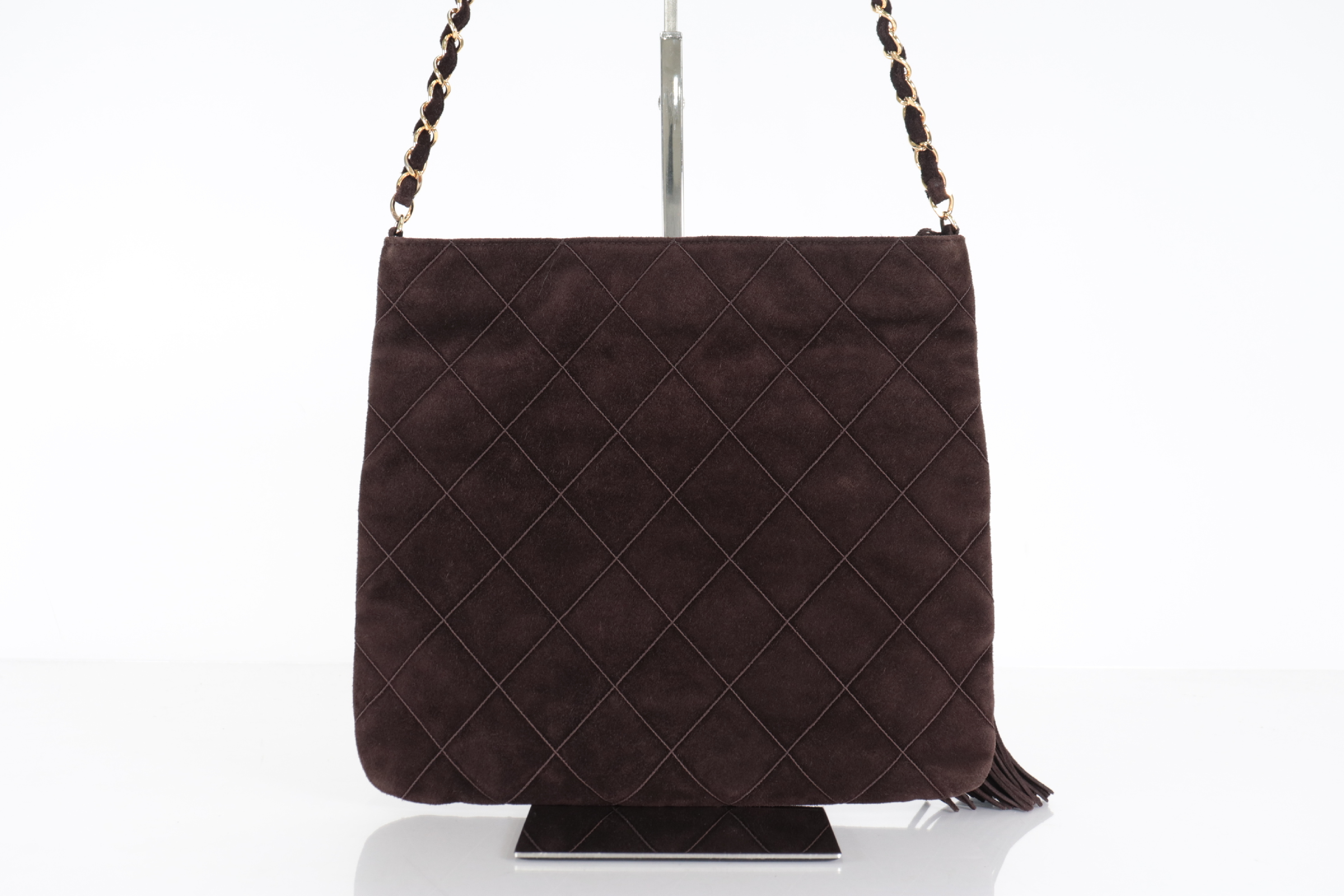 Suede Fringe Chain Shoulder Bag, Brown, Series 5 — view 3