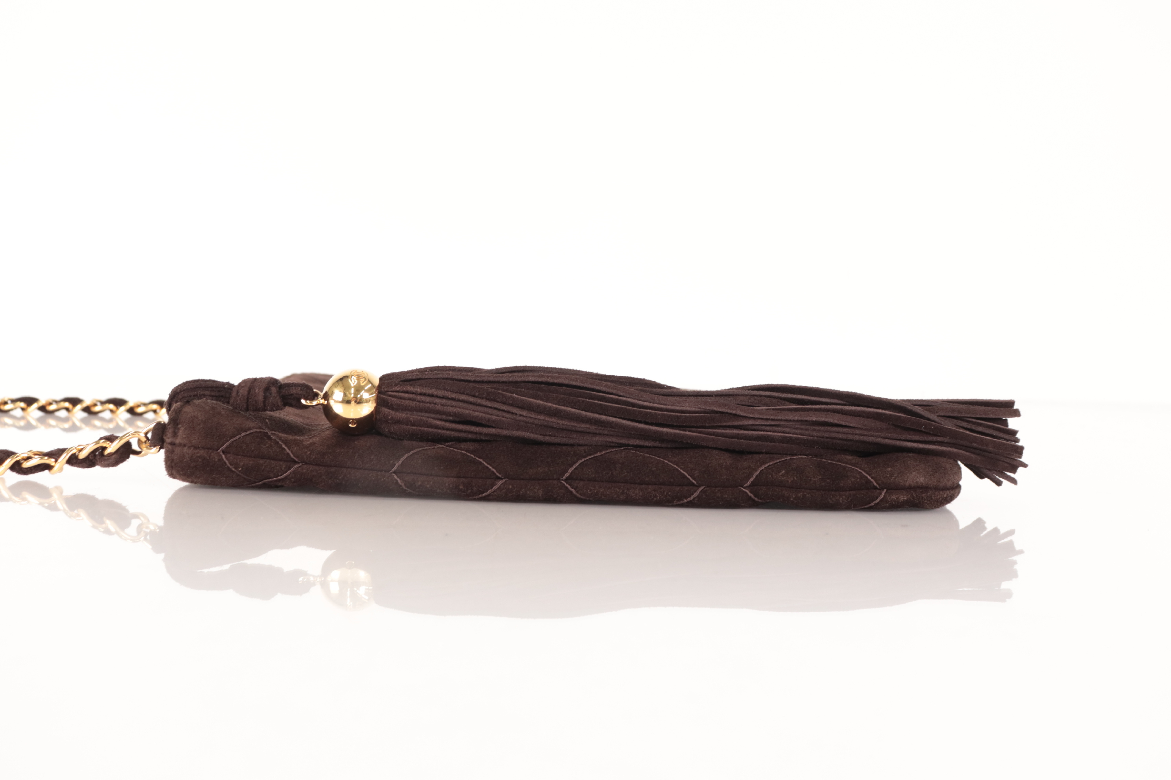 Suede Fringe Chain Shoulder Bag, Brown, Series 5 — view 4