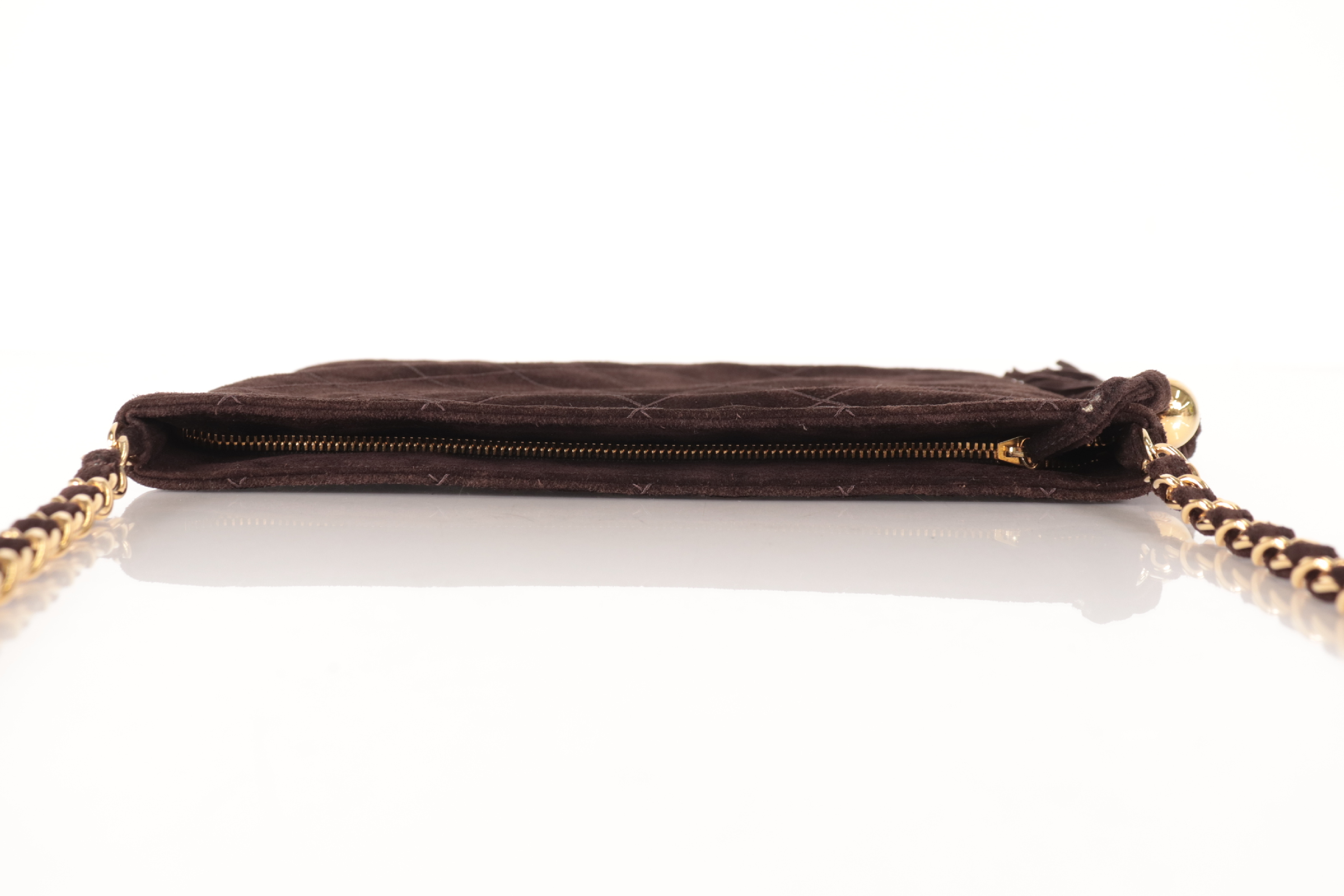 Suede Fringe Chain Shoulder Bag, Brown, Series 5 — view 6